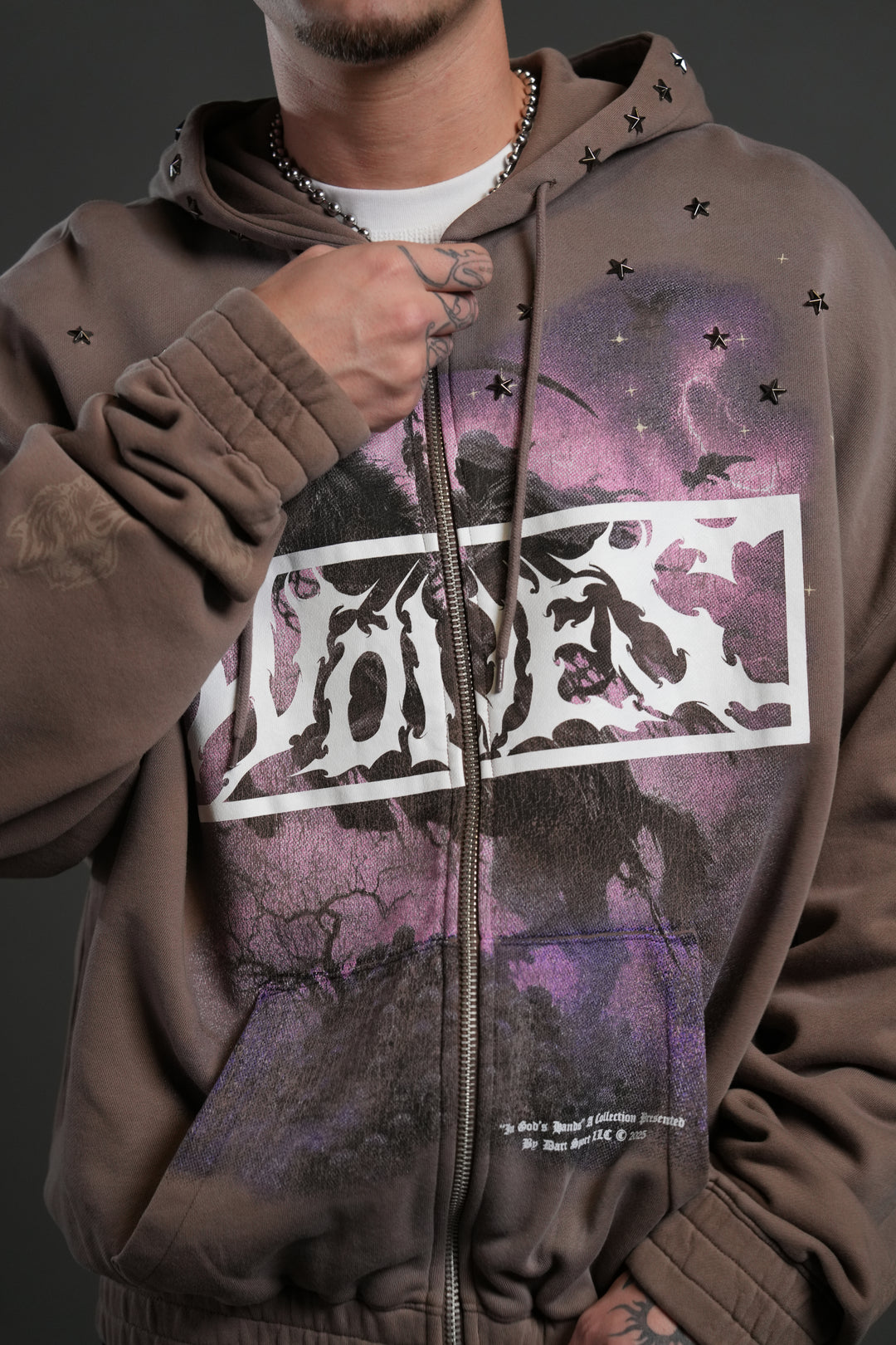 Midnight Horseman "Chambers" Zip Hoodie in Mojave Brown Drift Wash