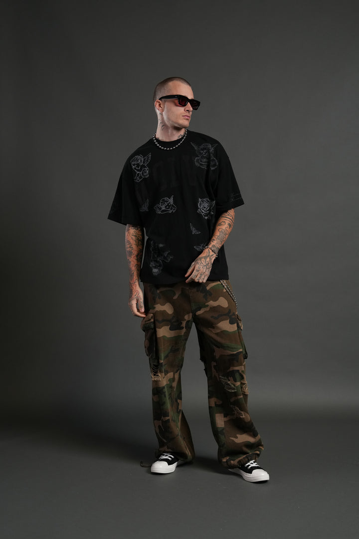 Fallen Cherub Unisex "Premium" Oversized Tee in Black