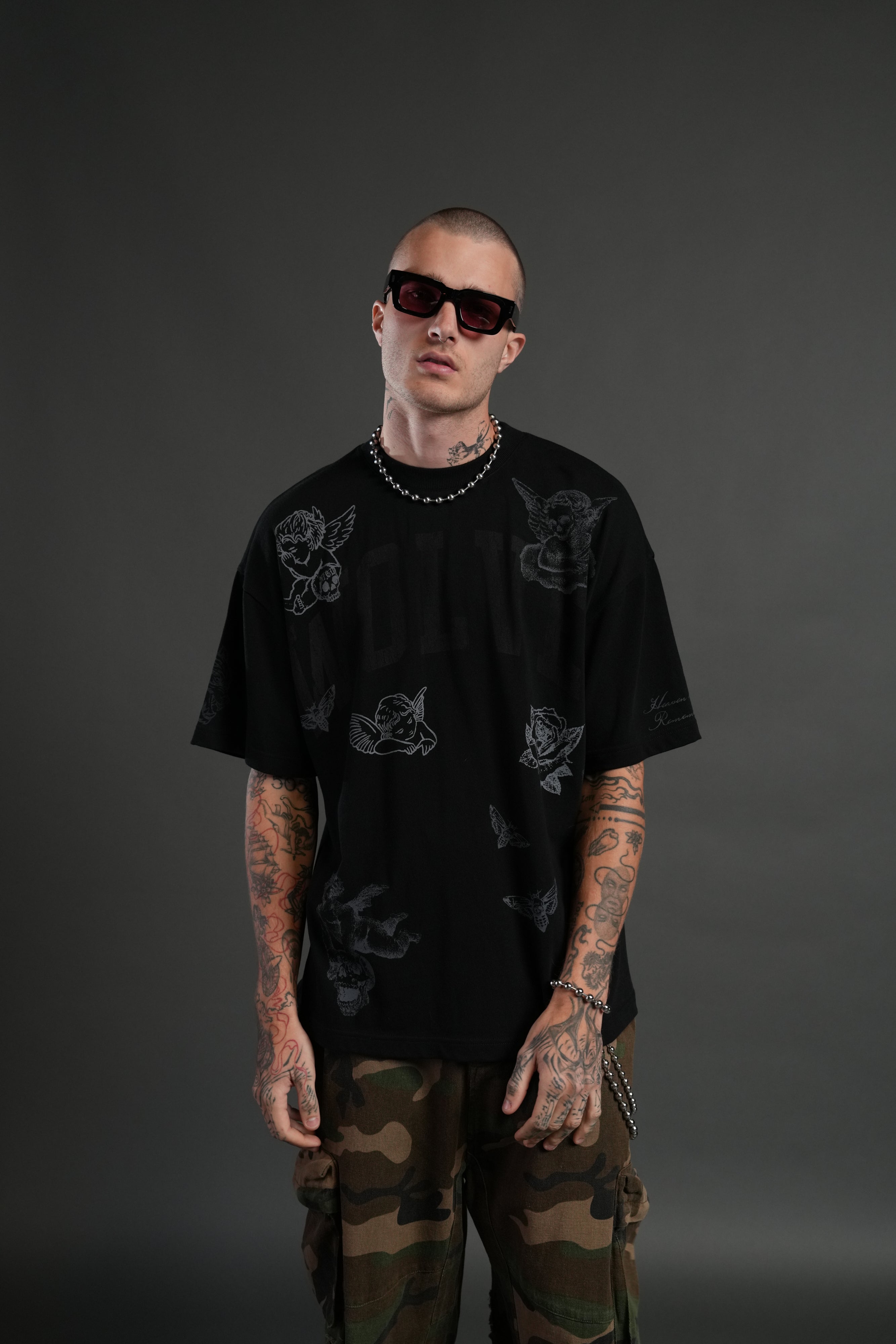 Fallen Cherub Unisex "Premium" Oversized Tee in Black