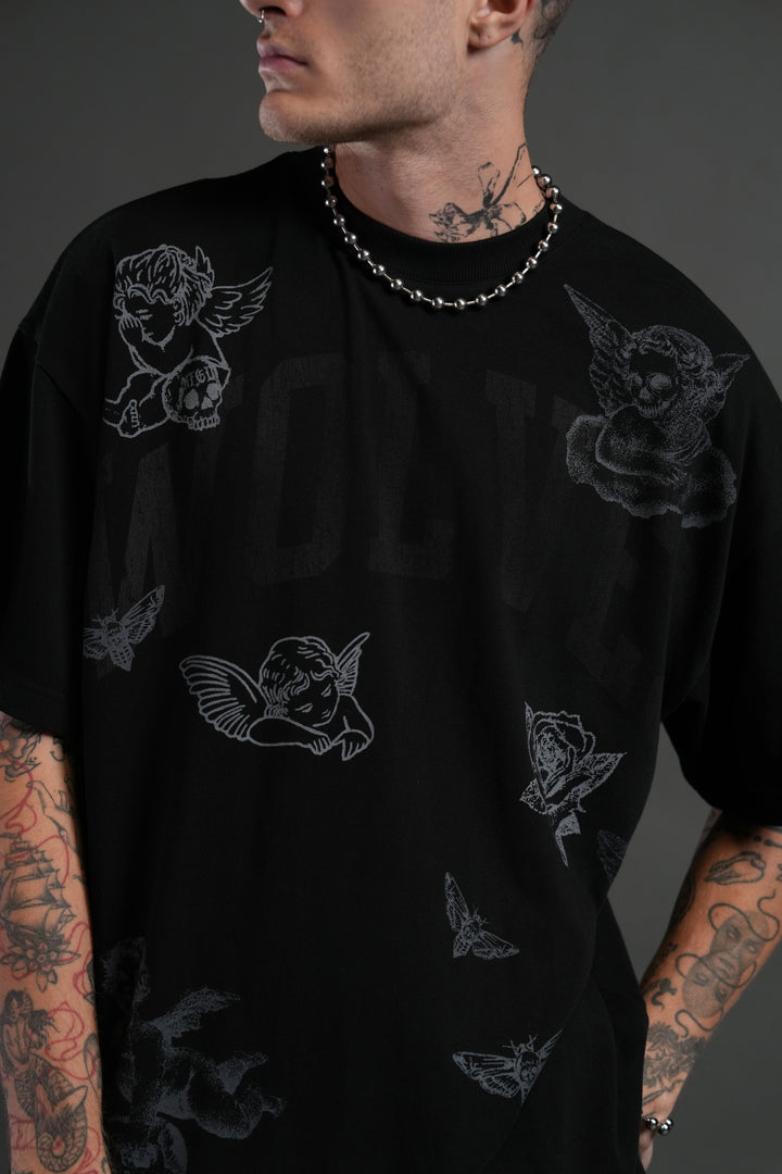 Fallen Cherub Unisex "Premium" Oversized Tee in Black