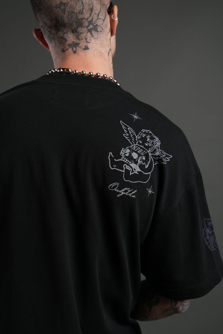 Fallen Cherub Unisex "Premium" Oversized Tee in Black