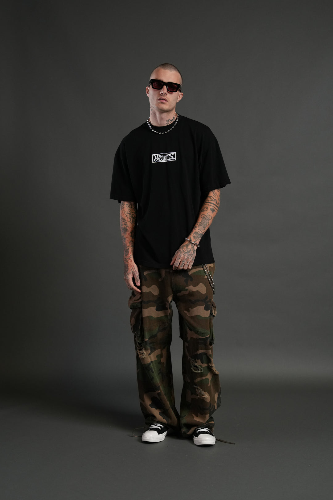 Skull Flower "Premium" Oversized Tee in Black