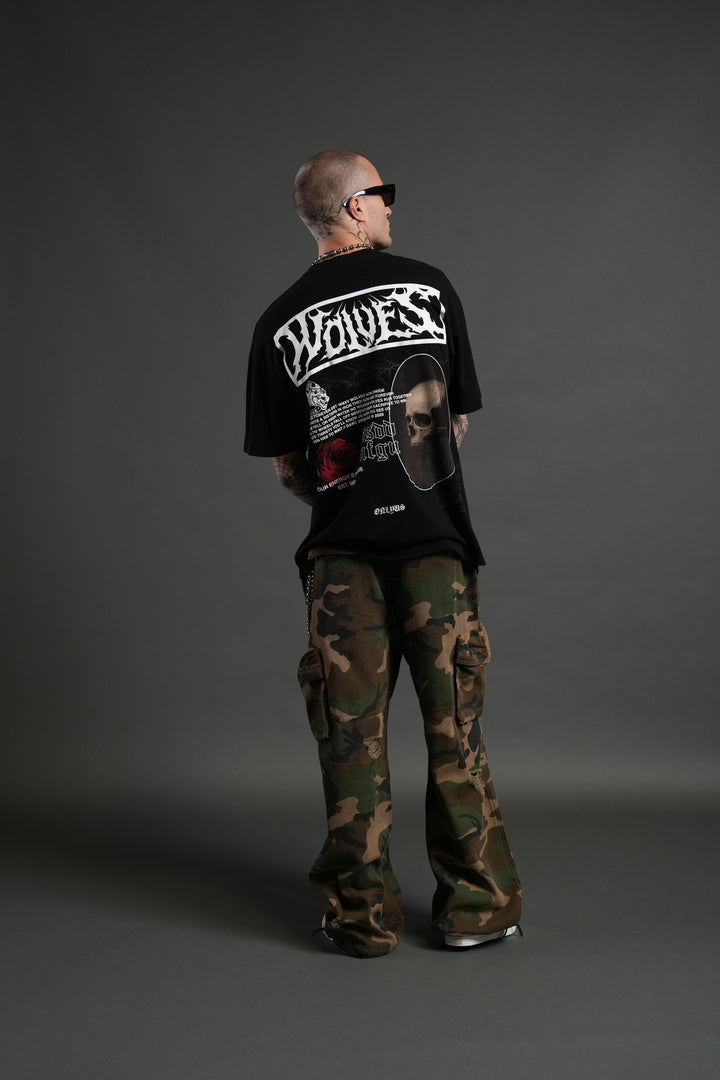 Skull Flower "Premium" Oversized Tee in Black