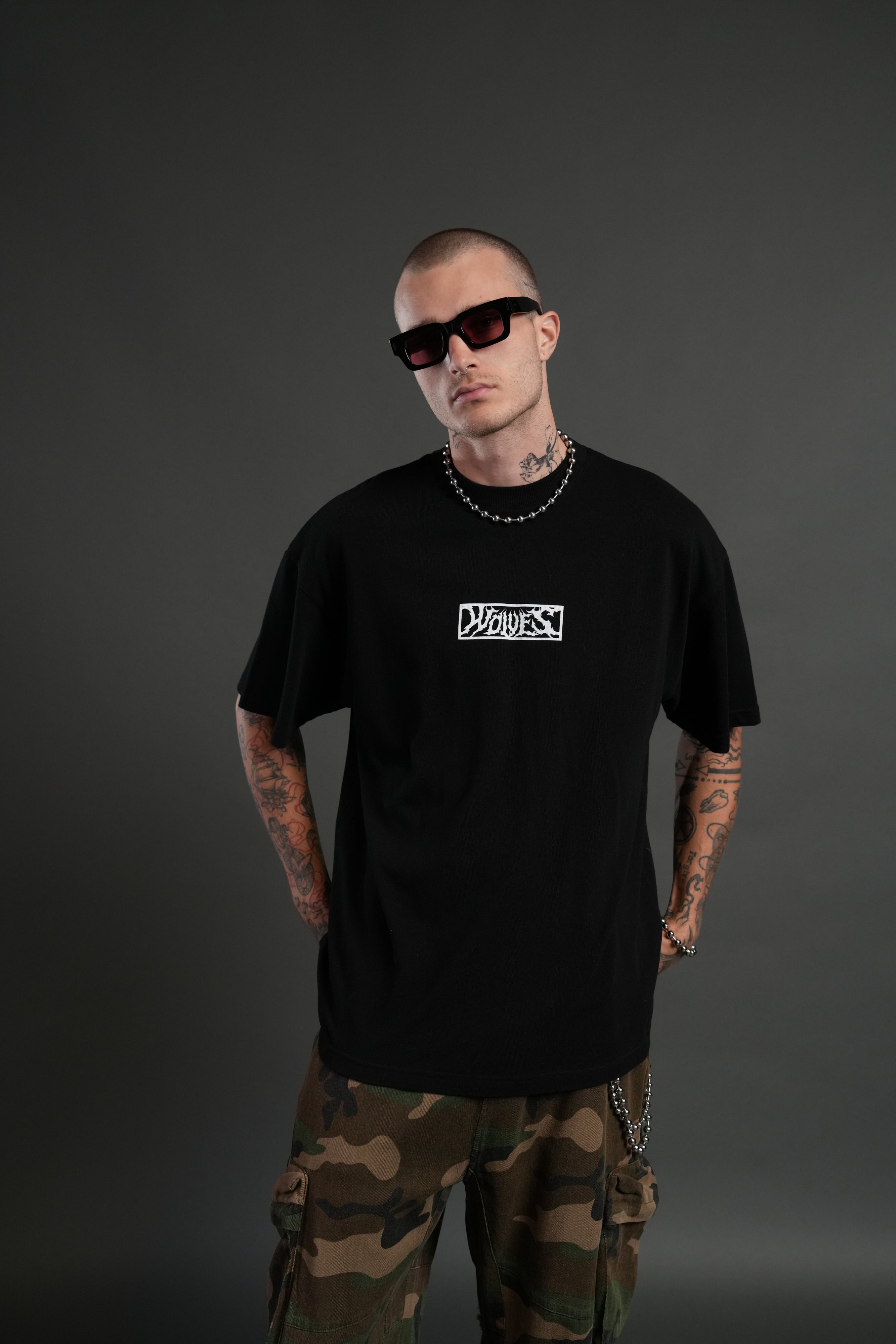 Skull Flower "Premium" Oversized Tee in Black