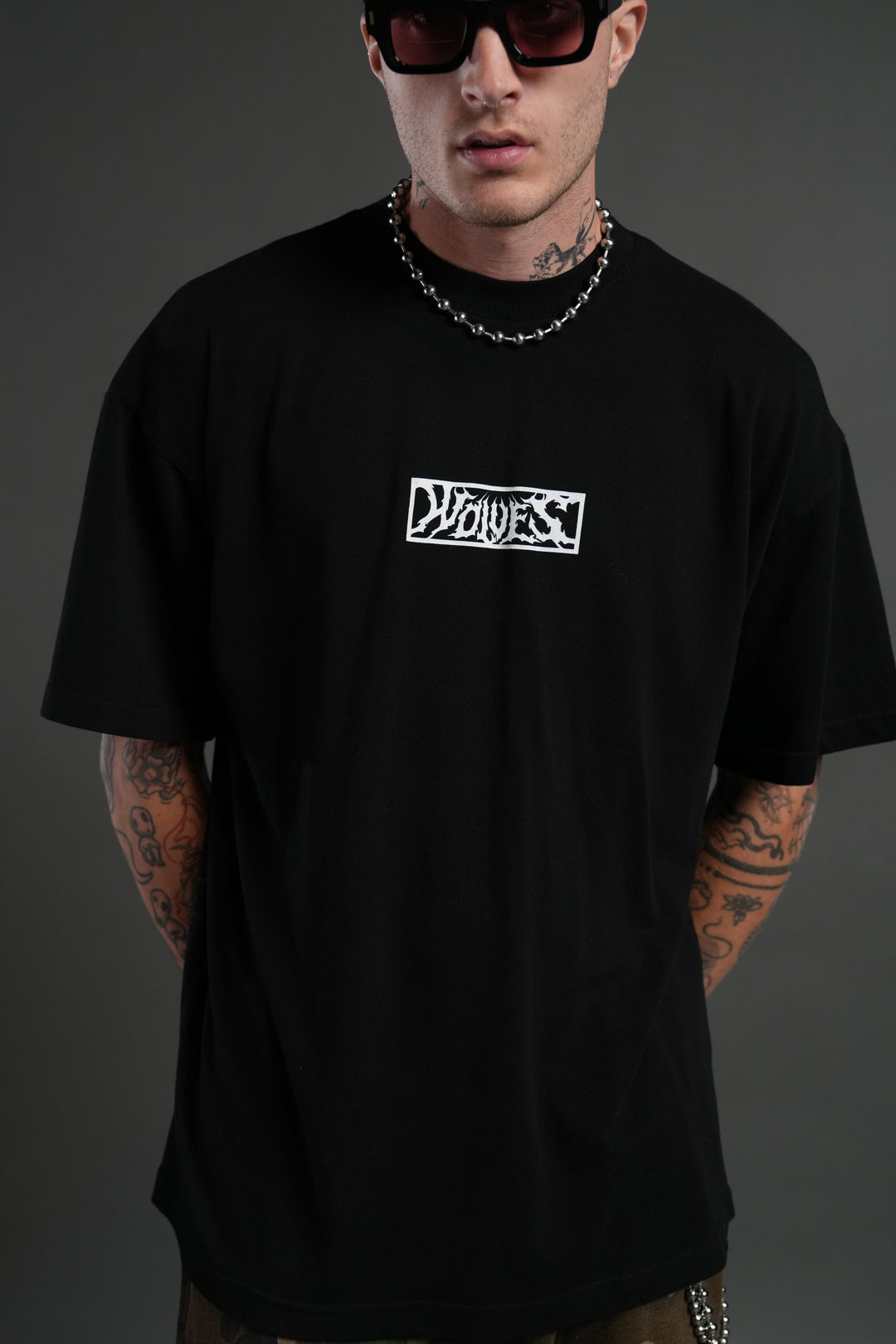 Skull Flower "Premium" Oversized Tee in Black