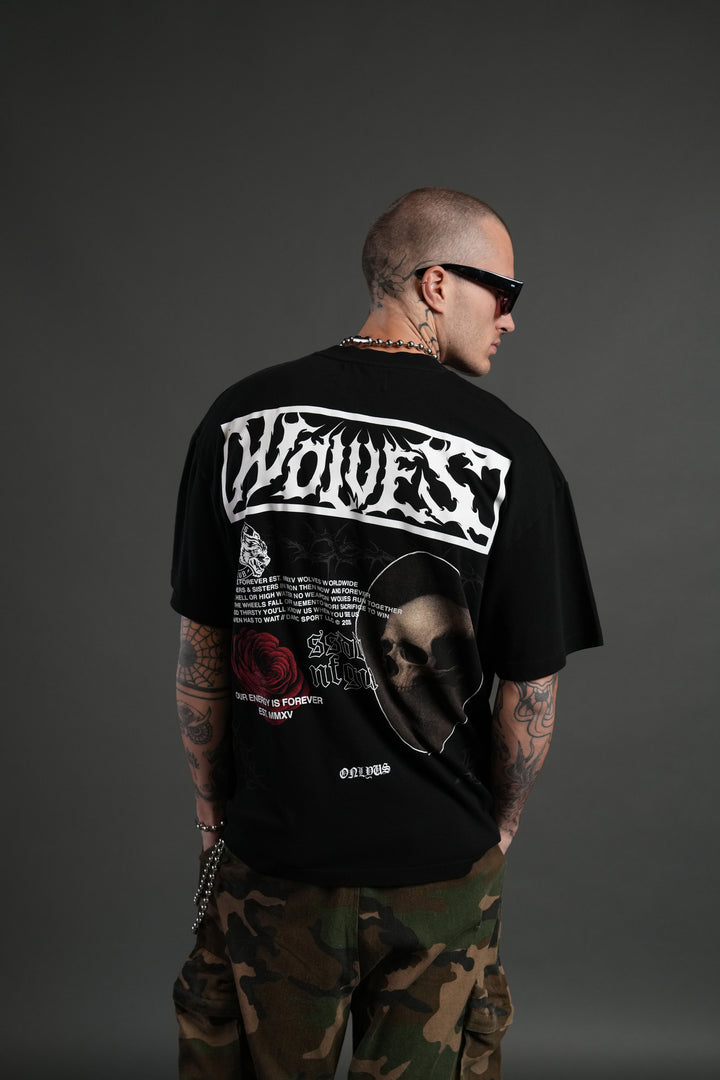 Skull Flower "Premium" Oversized Tee in Black