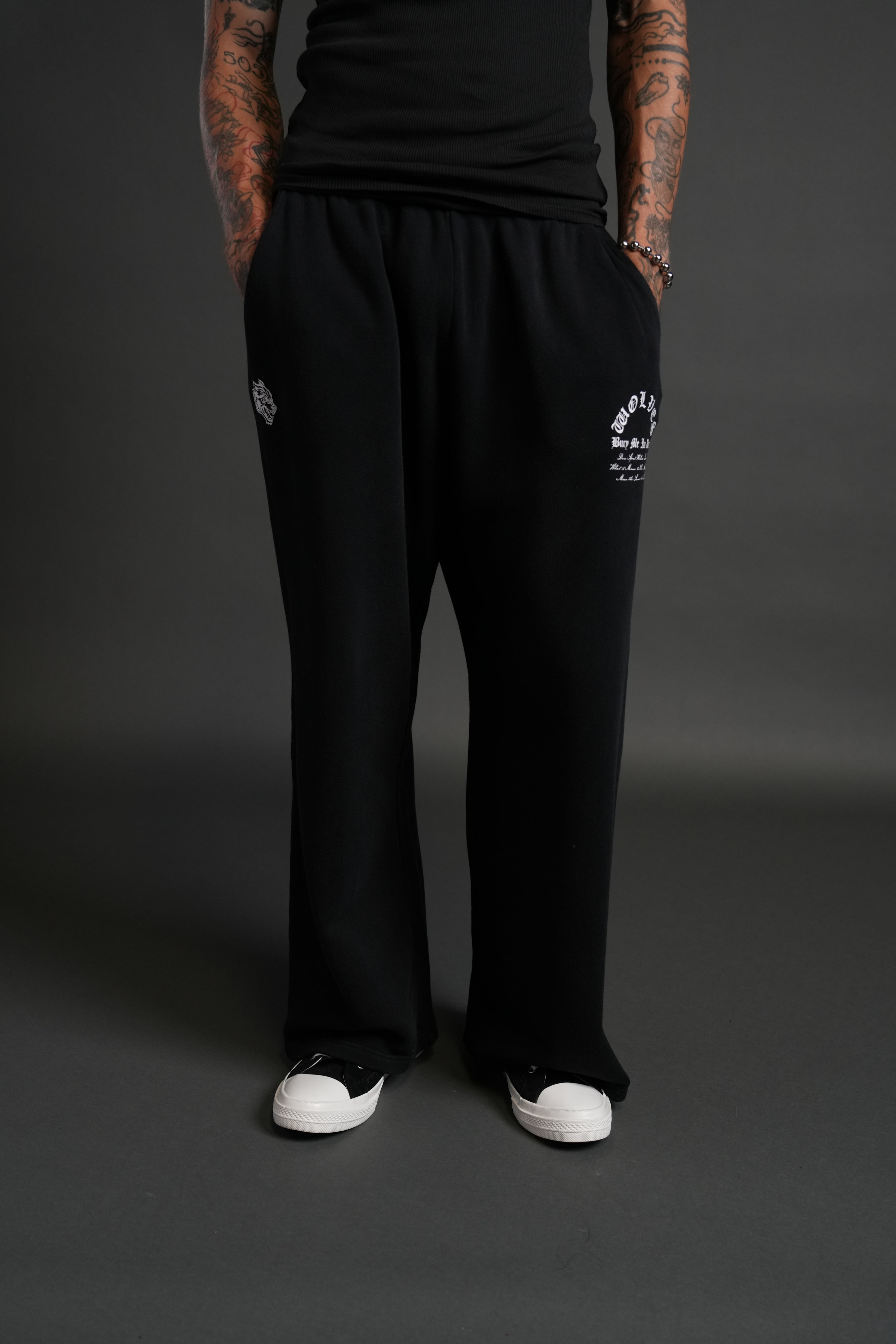 Bury Me in Darc Chopper Lennox Sweat Pants in Black Sun Wash