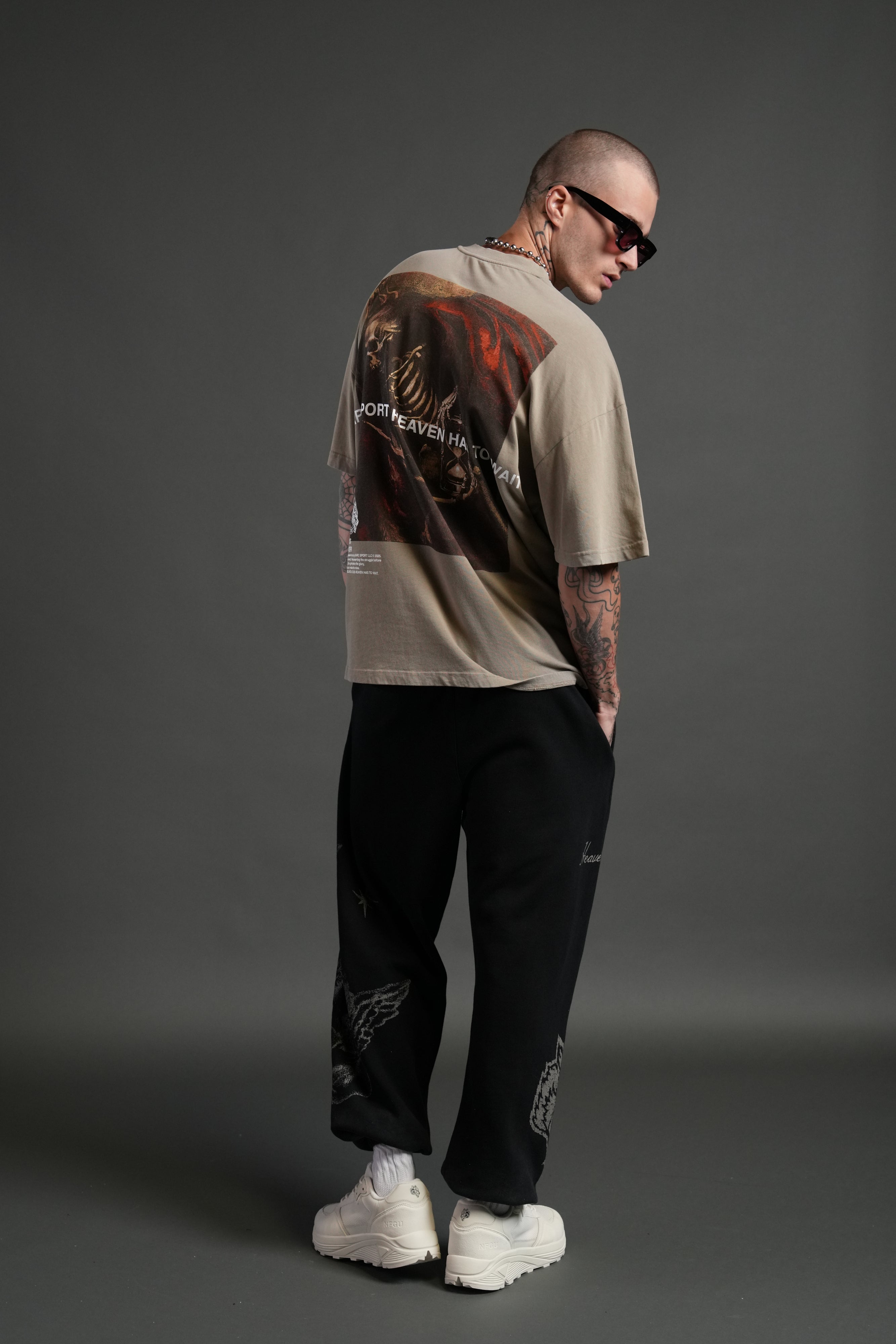 Sacred Flash Lightweight Lounger Sweat Pants in Black Drift Wash