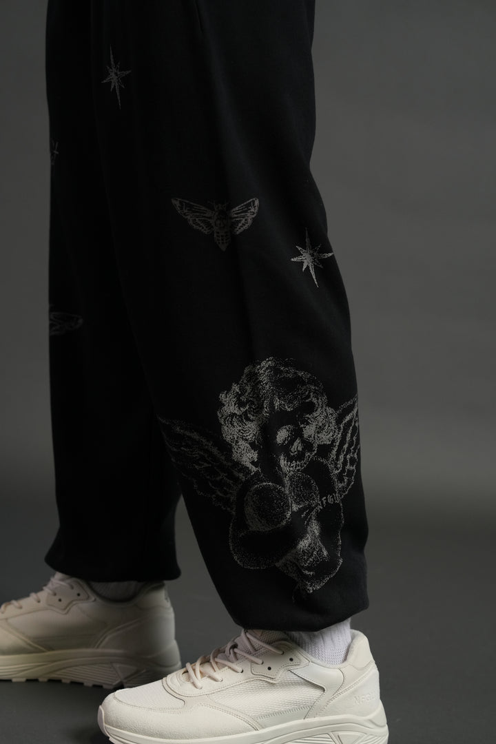 Sacred Flash Lightweight Lounger Sweat Pants in Black Drift Wash