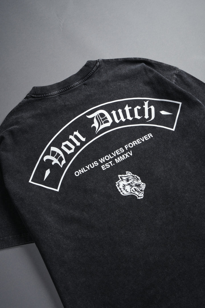 Darc Covenant Grunge Mid-Length Raw Hem Tee in Black