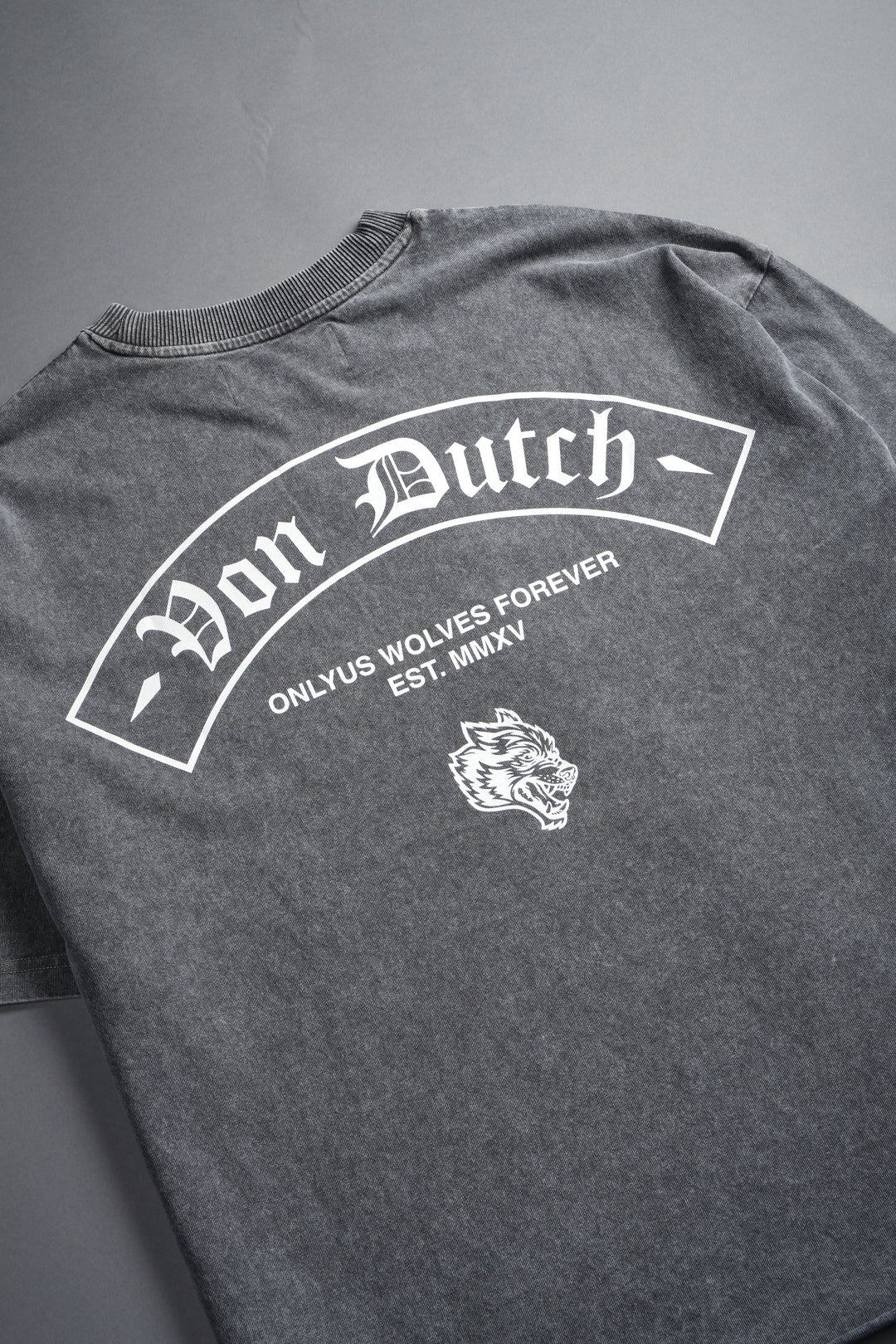 Darc Covenant Grunge Mid-Length Raw Hem Tee in Wolf Gray