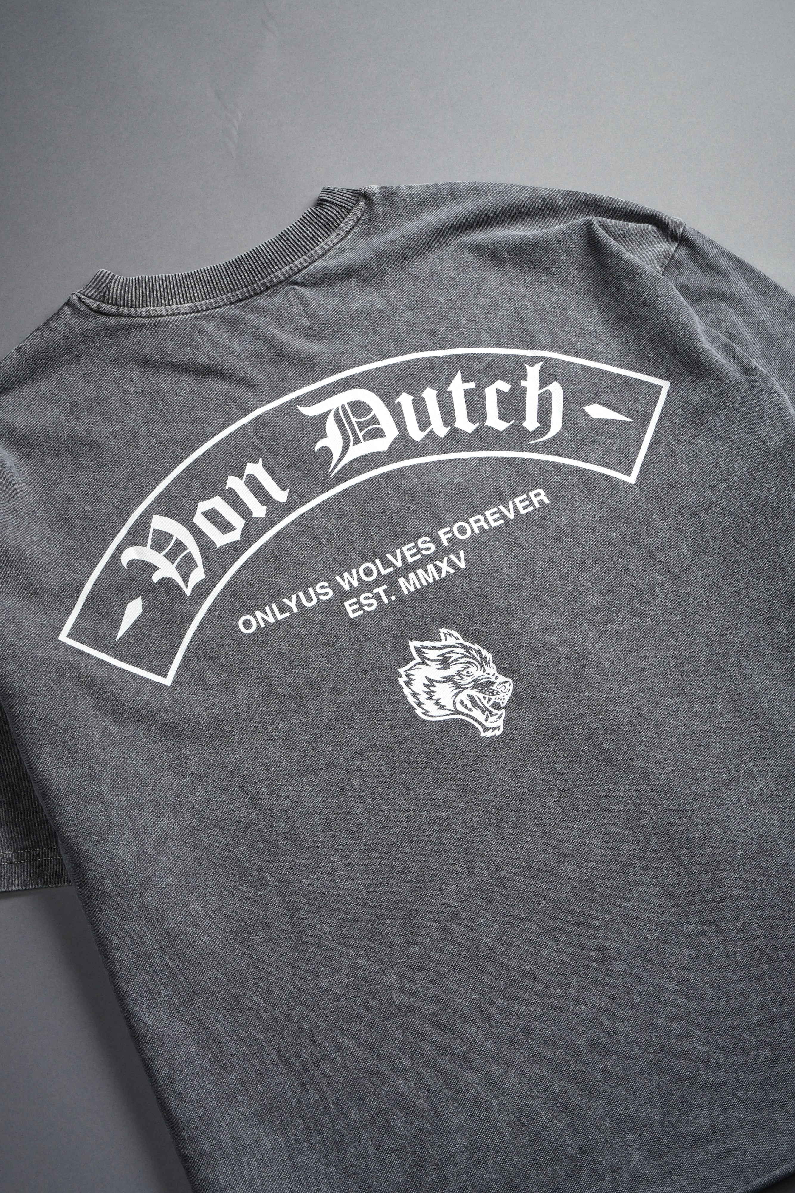 Darc Covenant Grunge Mid-Length Raw Hem Tee in Wolf Gray