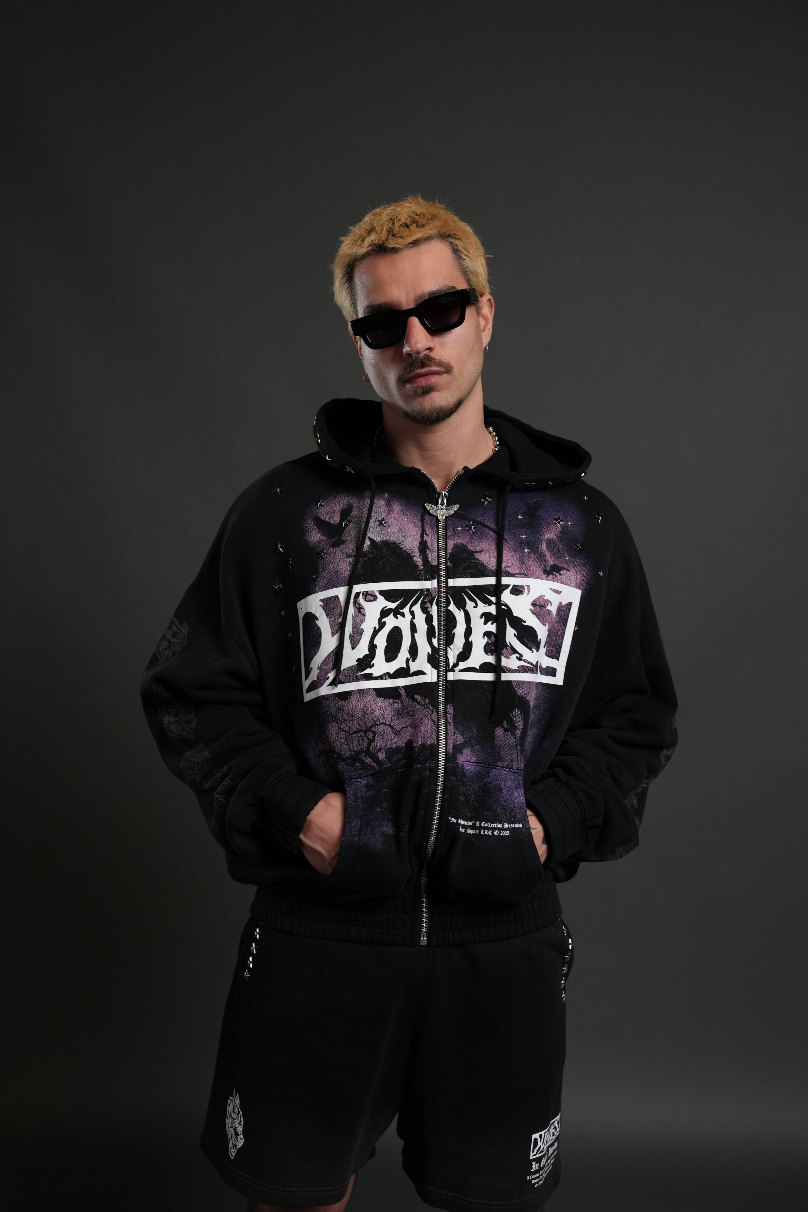 Midnight Horseman "Chambers" Zip Hoodie in Black Drift Wash