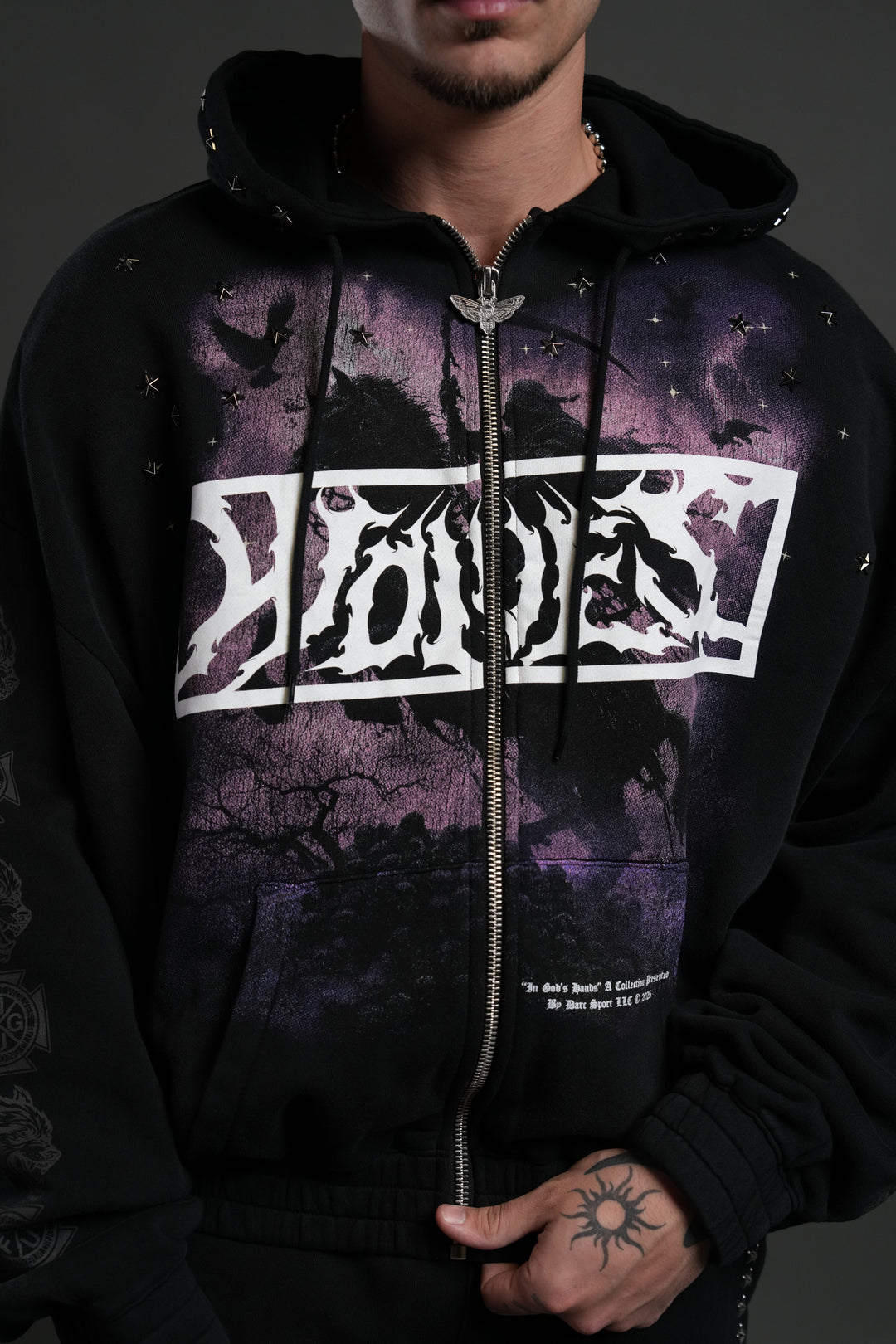 Midnight Horseman "Chambers" Zip Hoodie in Black Drift Wash