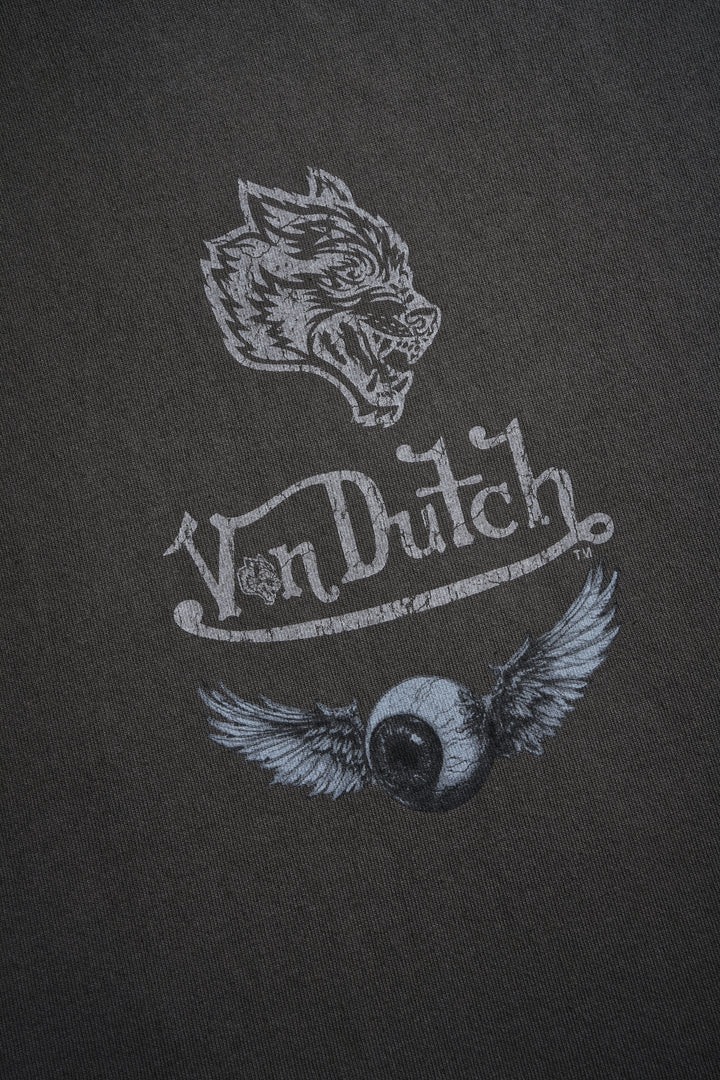 Take-Off Grunge Cut-Off Mid-Length Raw Hem Tee in Wolf Gray