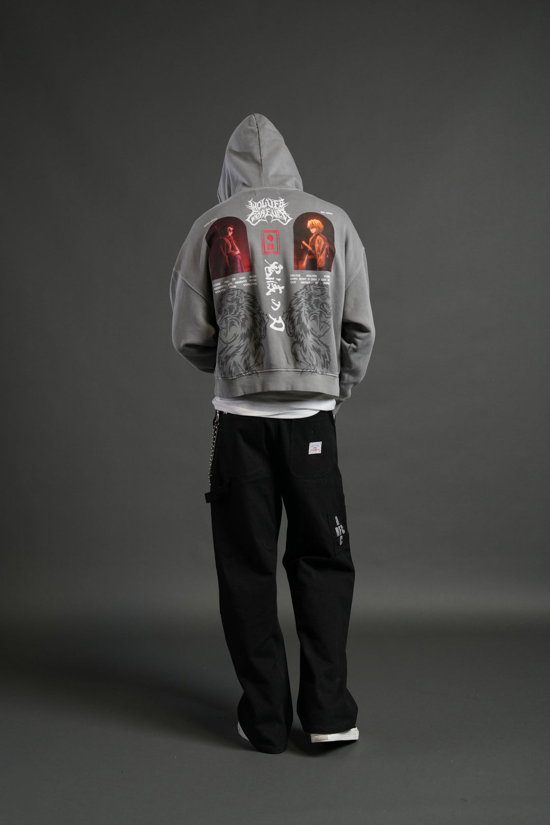 Stand-Off Vex Double Zip Hoodie in Dove Gray