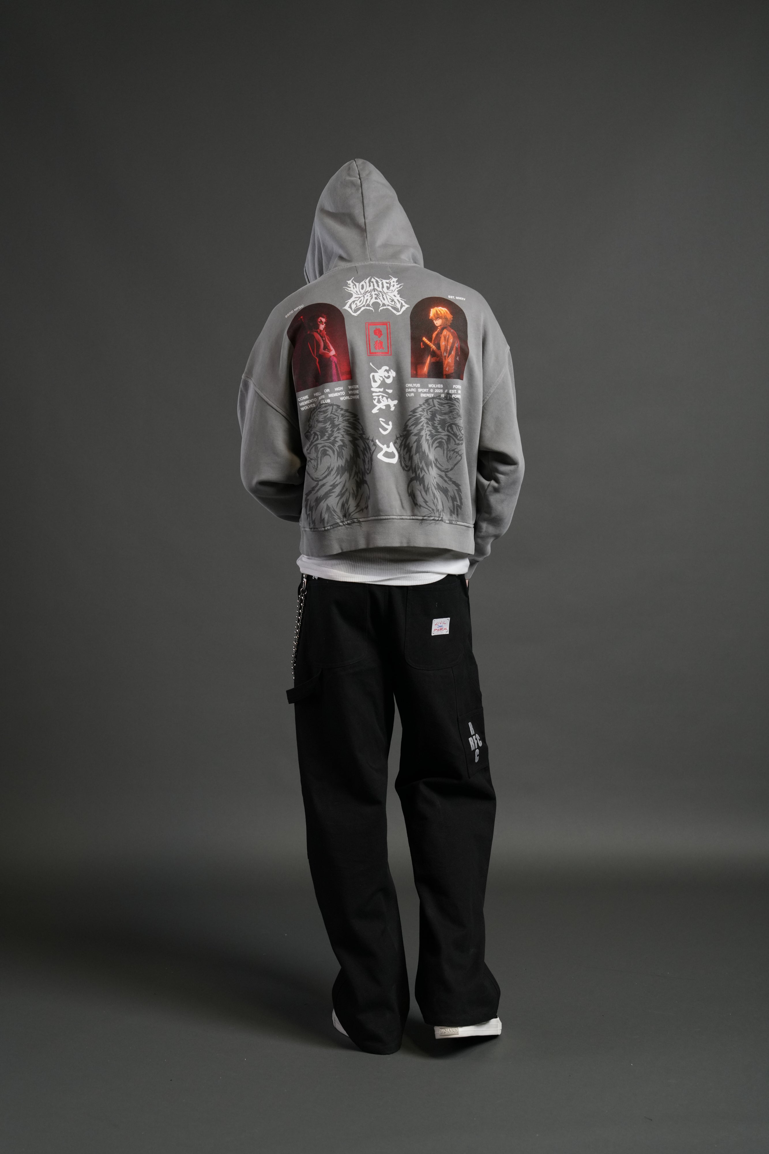 Stand-Off Vex Double Zip Hoodie in Dove Gray