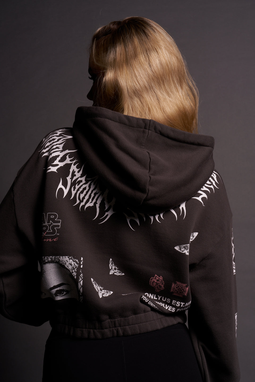 The Power Of The Dark Side Padme "Chambers" (Cropped) Zip Hoodie in Wolf Gray