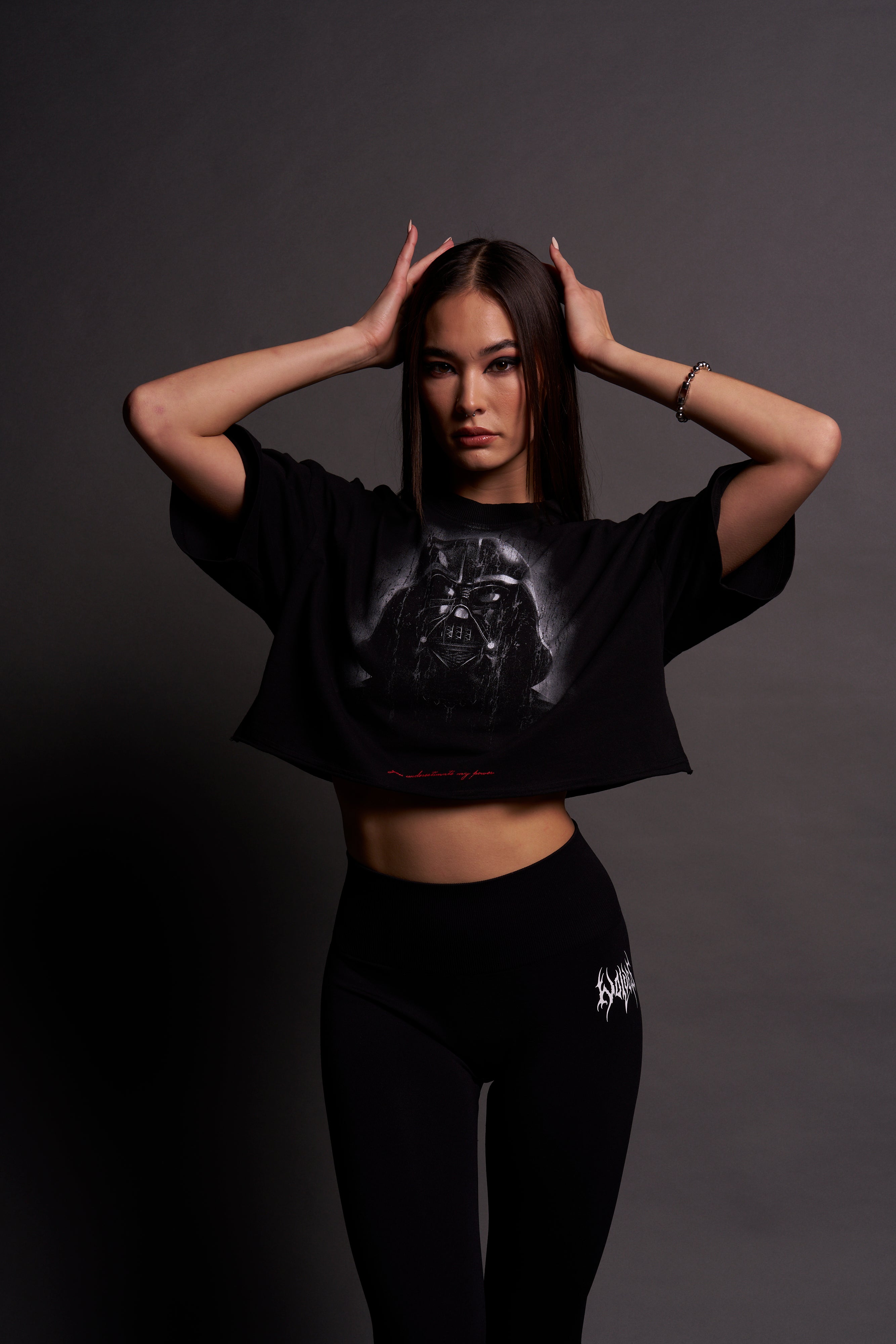 The Power Of The Dark Side Vader Oversized "Grunge" (Cropped) Tee in Black