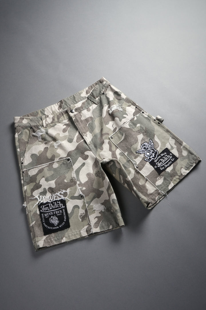 Darc Vice Distressed Denim Carpenter Shorts in DSVD Green Camo