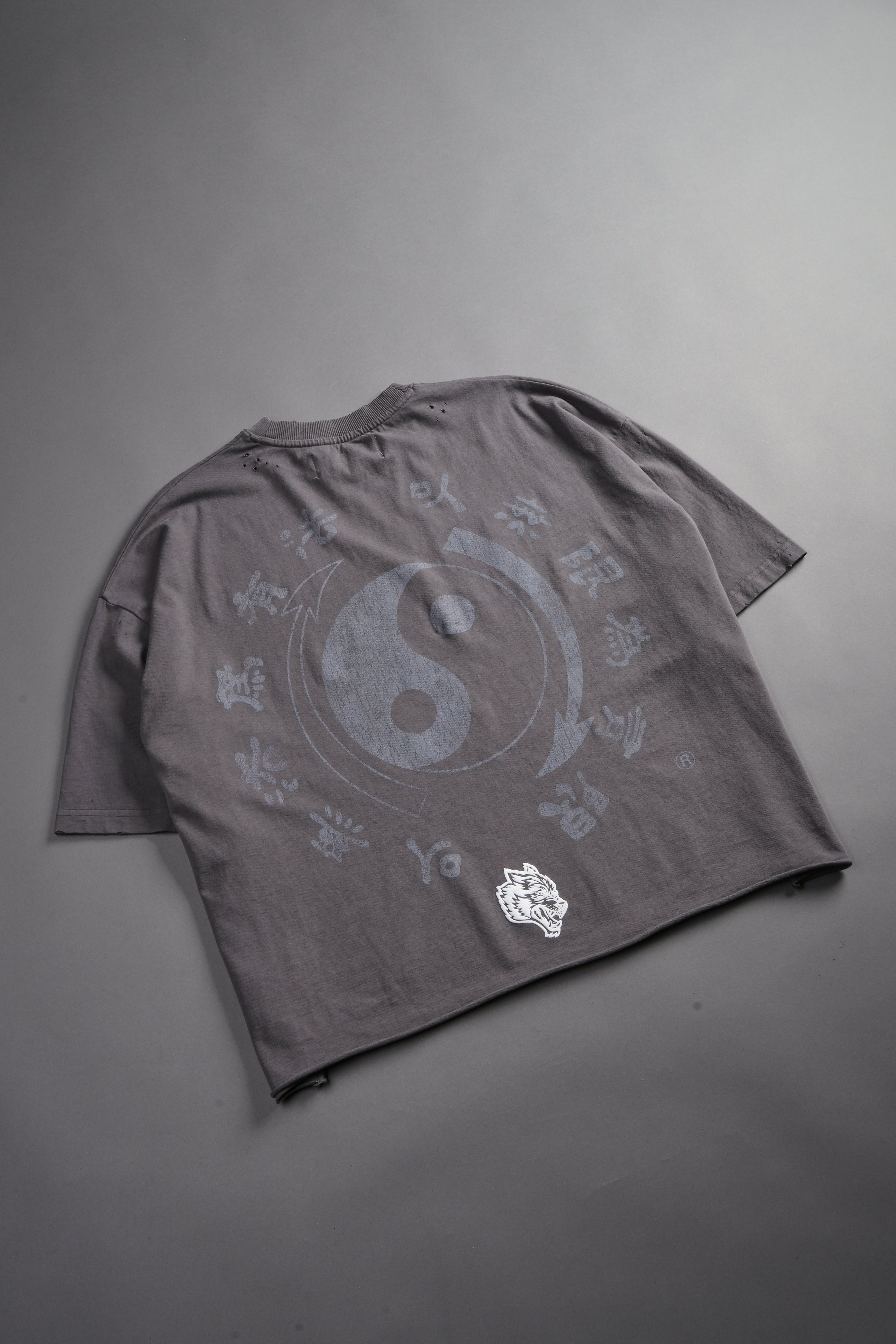 Bruce Lee Forever Distressed Grunge Box Cut Tee V2 in Slate Gray
