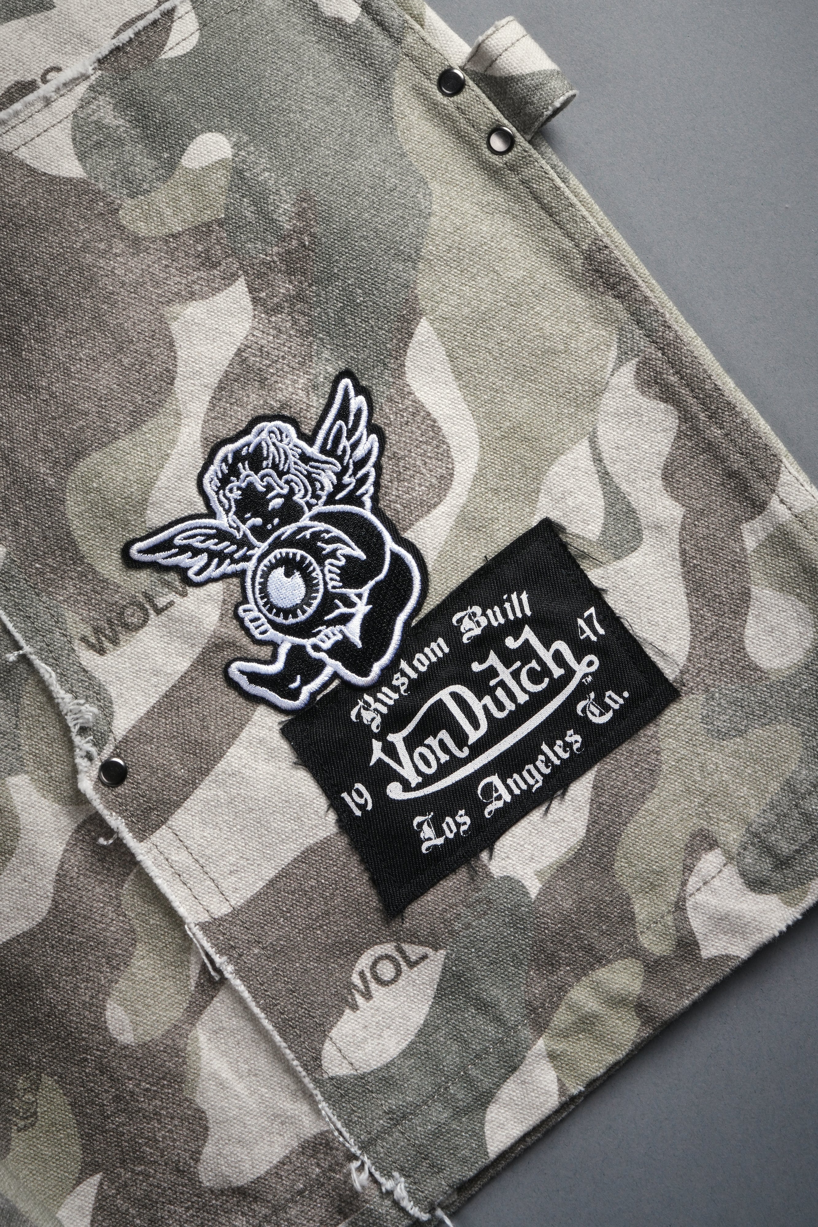 Darc Vice Distressed Denim Carpenter Shorts in DSVD Green Camo