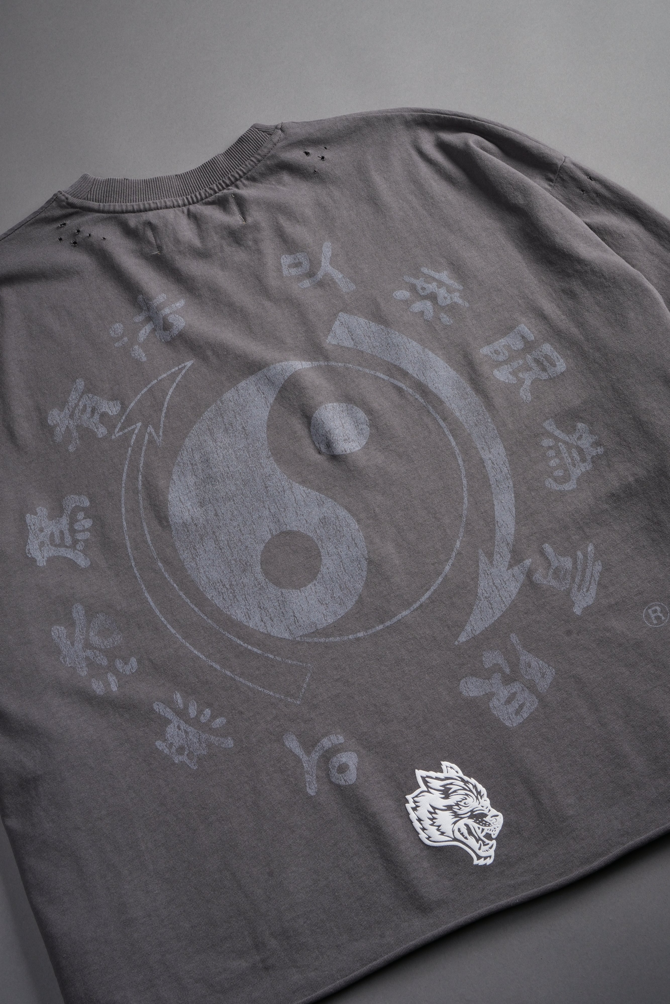 Bruce Lee Forever Distressed Grunge Box Cut Tee V2 in Slate Gray