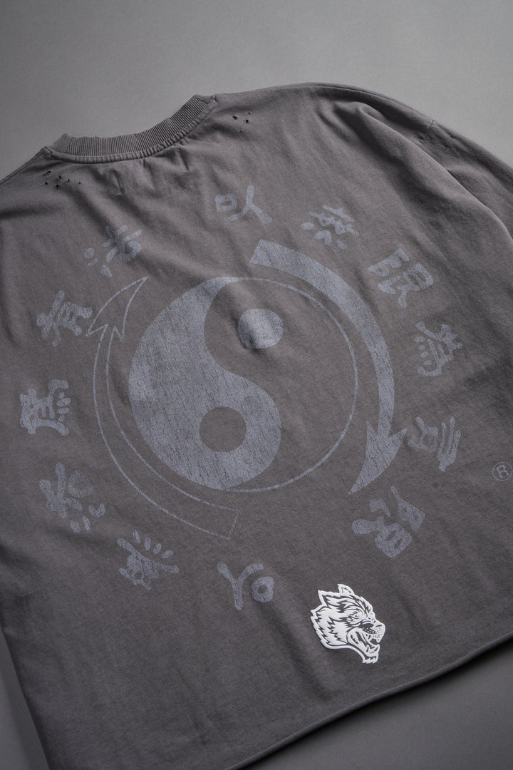 Bruce Lee Forever Distressed Grunge Box Cut Tee V2 in Slate Gray