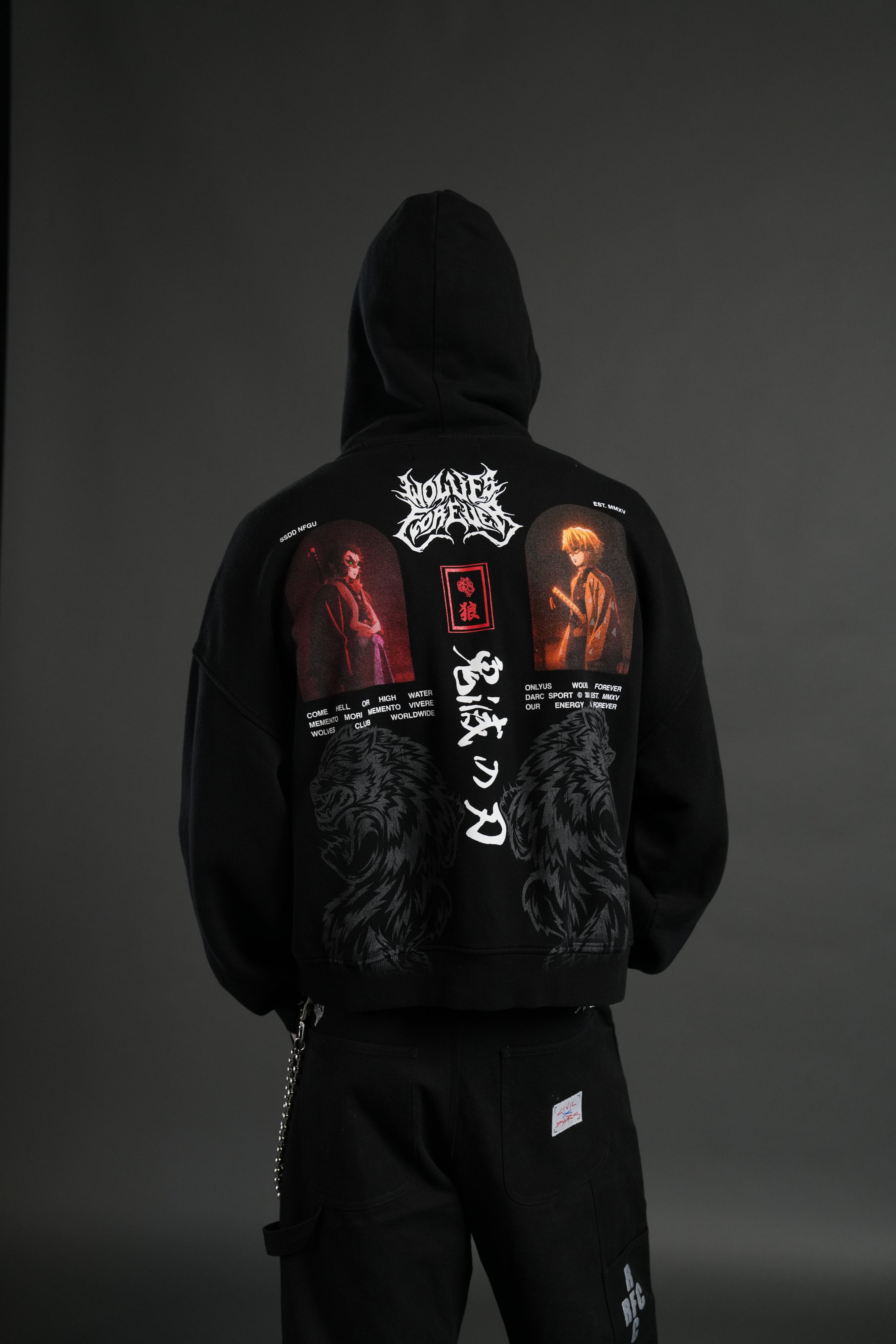 Stand-Off Vex Double Zip Hoodie in Black