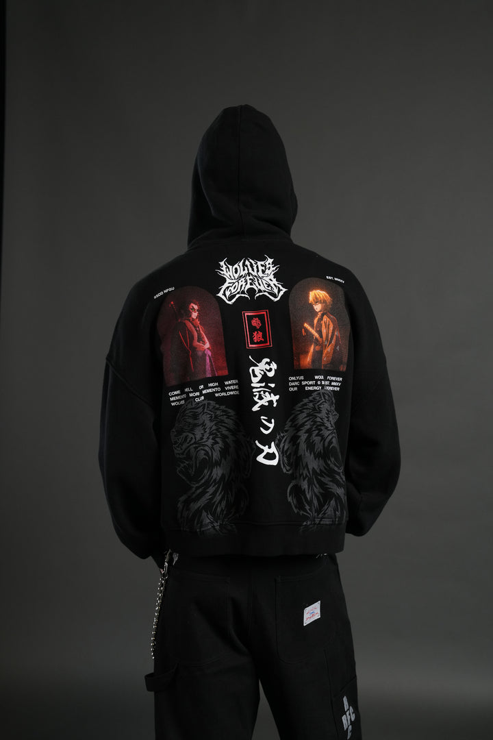 Stand-Off Vex Double Zip Hoodie in Black