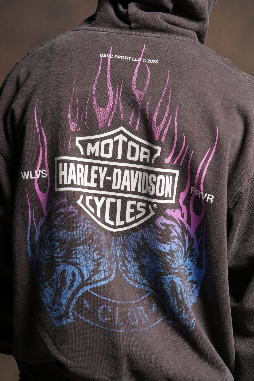 Rising Sun Grunge Moatis Hoodie in Darc Brown