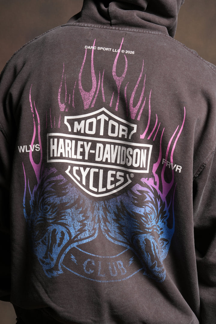 Rising Sun Grunge Moatis Hoodie in Darc Brown
