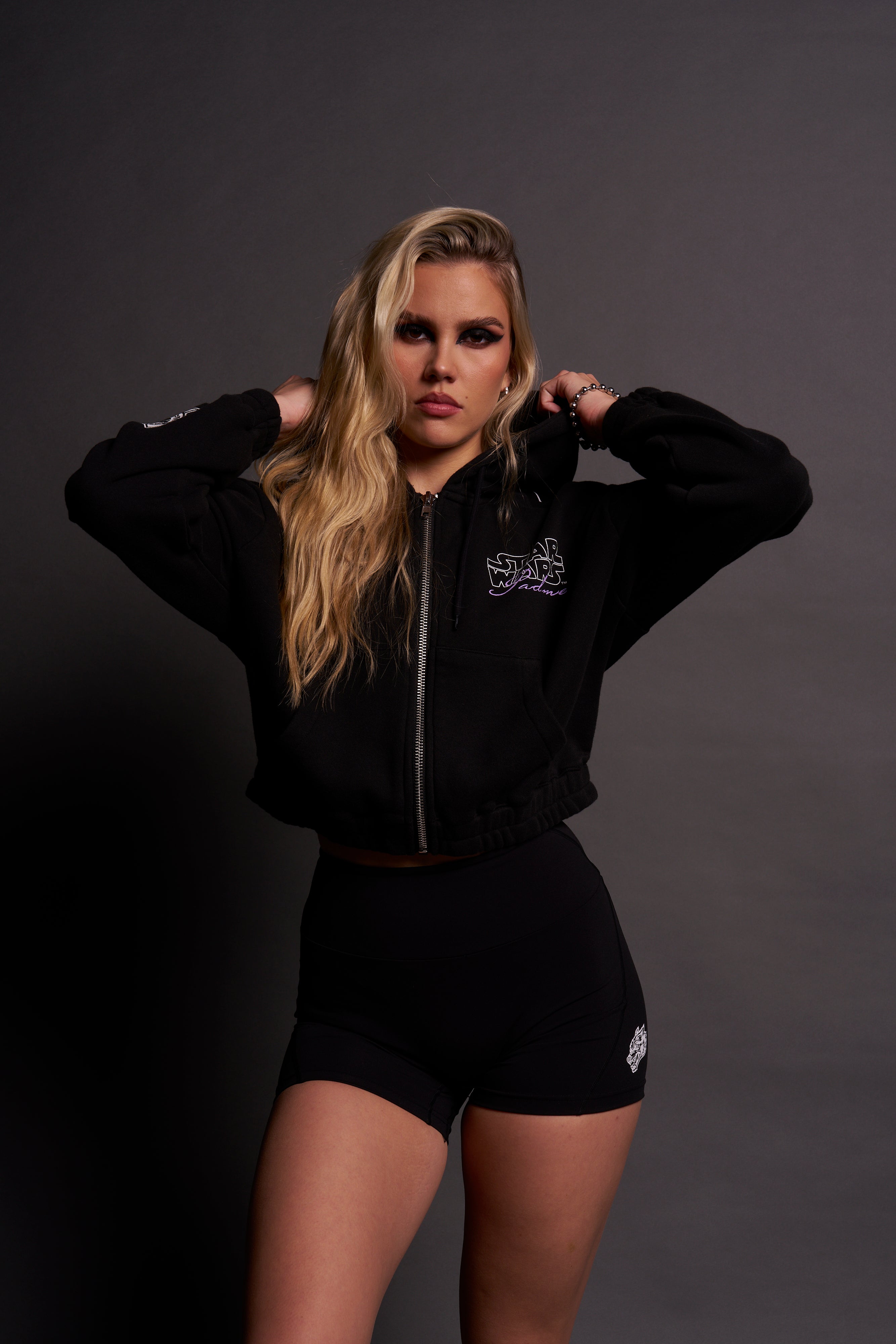 The Power Of The Dark Side Padme "Chambers" (Cropped) Zip Hoodie in Black