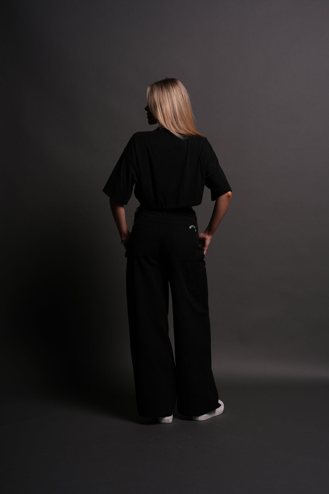 Forged From Iron Bungee Cropped Tee in Black Horizon Sun Fade