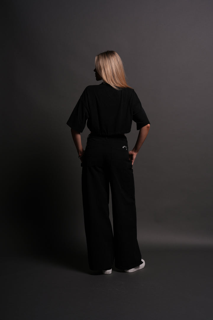 Forged From Iron Bungee Cropped Tee in Black Horizon Sun Fade