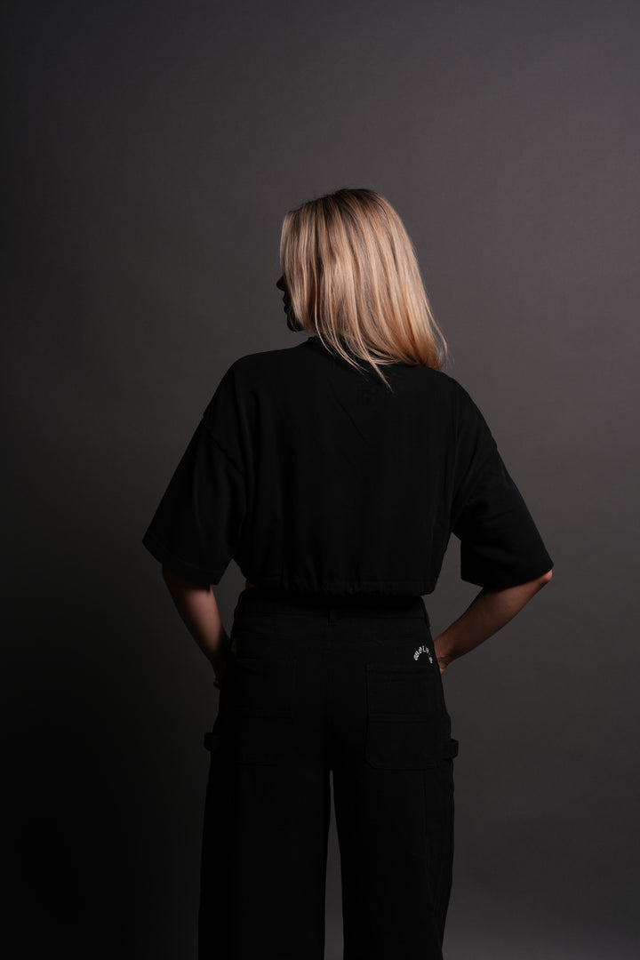 Forged From Iron Bungee Cropped Tee in Black Horizon Sun Fade