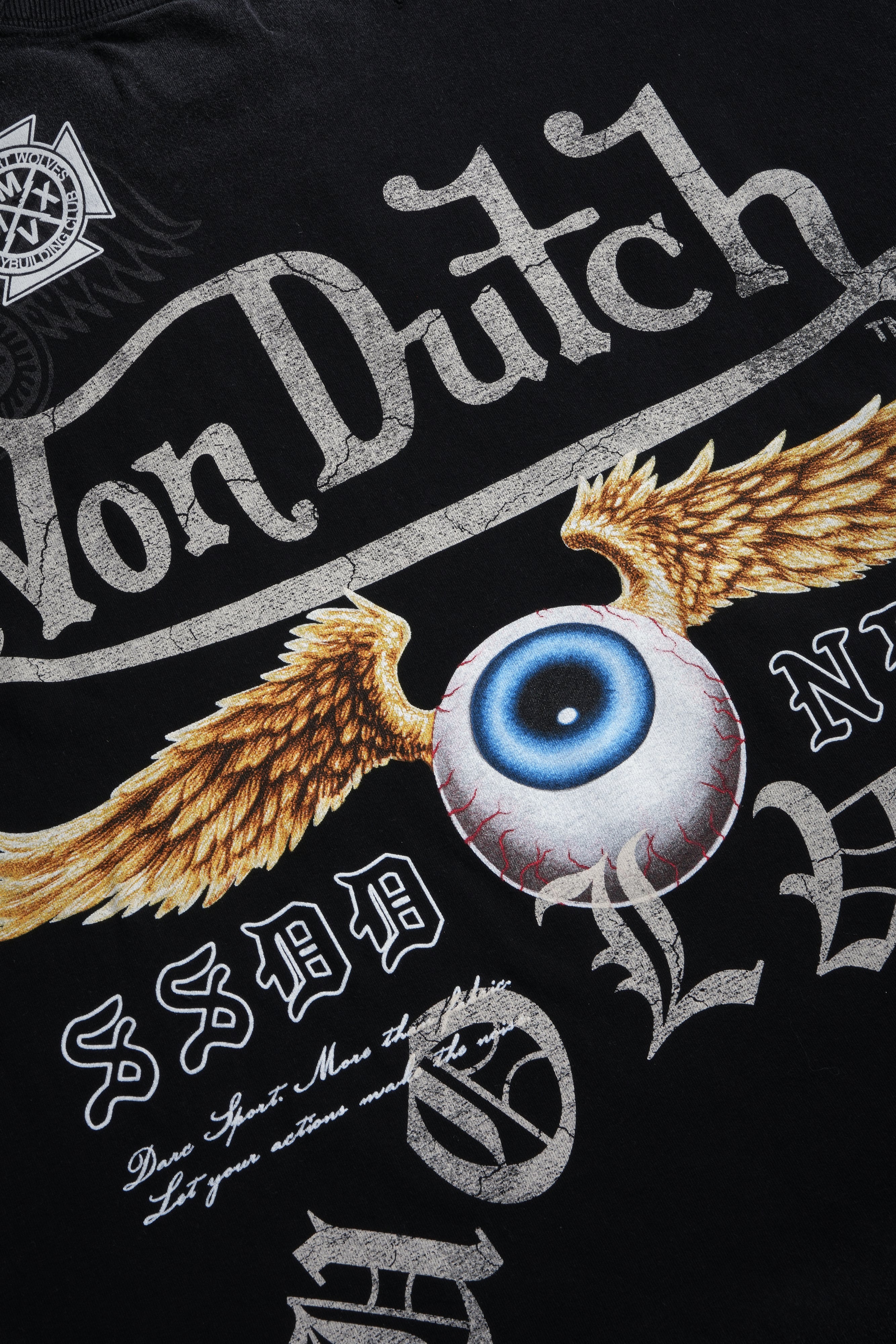 DSVD NFGU Distressed Grunge Cut-Off Mid-Length Raw Hem Tee in Black