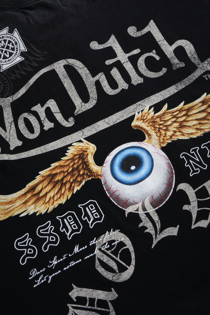 DSVD NFGU Distressed Grunge Cut-Off Mid-Length Raw Hem Tee in Black