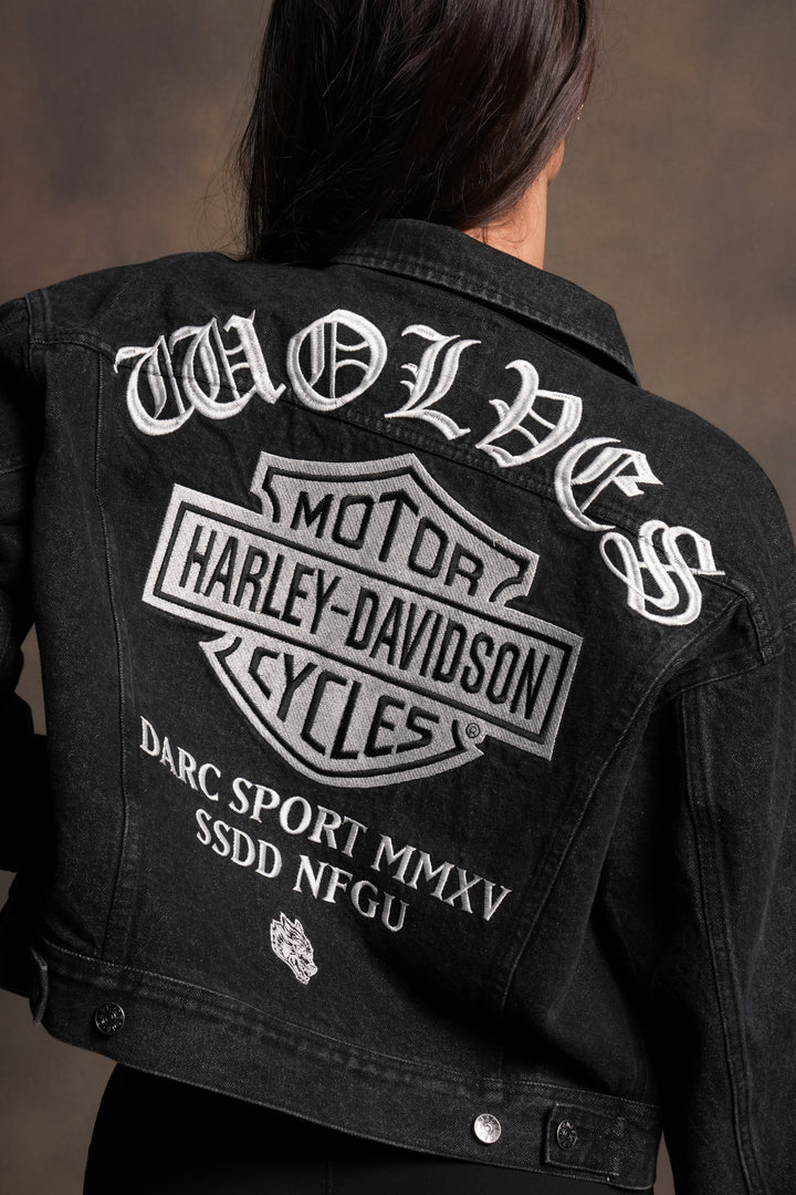 Harley-Davidson Wolves She American Denim Jacket in Black