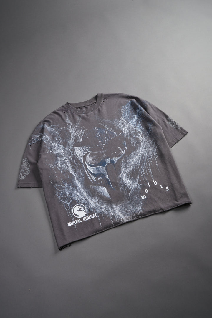 Sub-Zero Distressed Grunge Box Cut Tee V2 in Slate Gray