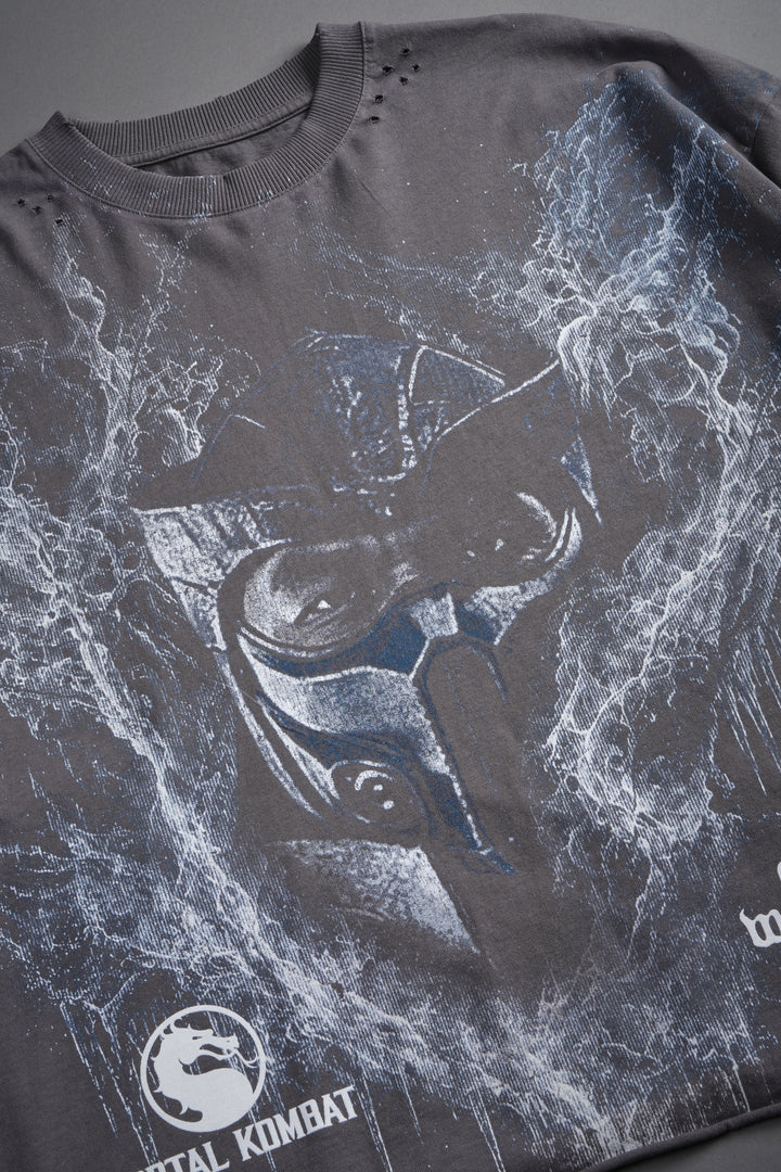 Sub-Zero Distressed Grunge Box Cut Tee V2 in Slate Gray