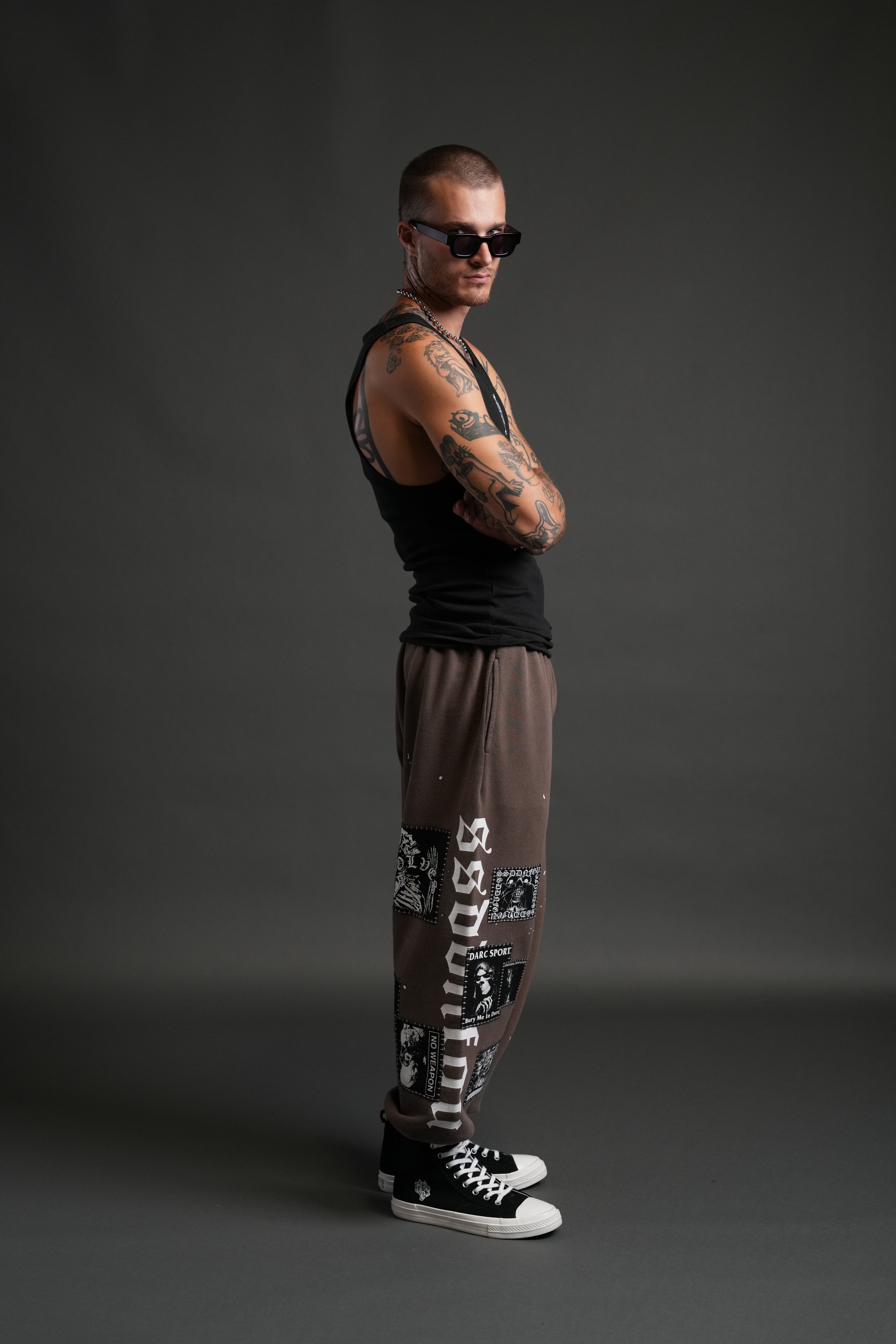 Stitched In Unisex Lounger Sweat Pants in Desert Dust Vandal Wash