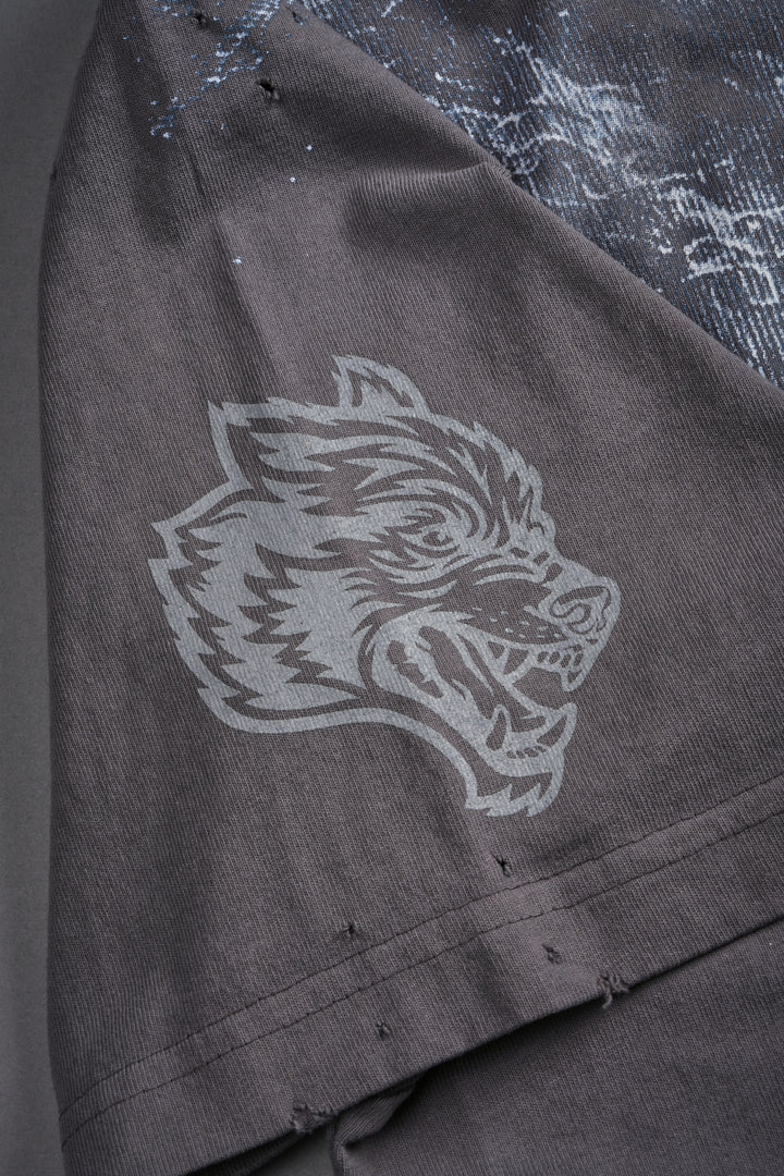 Sub-Zero Distressed Grunge Box Cut Tee V2 in Slate Gray
