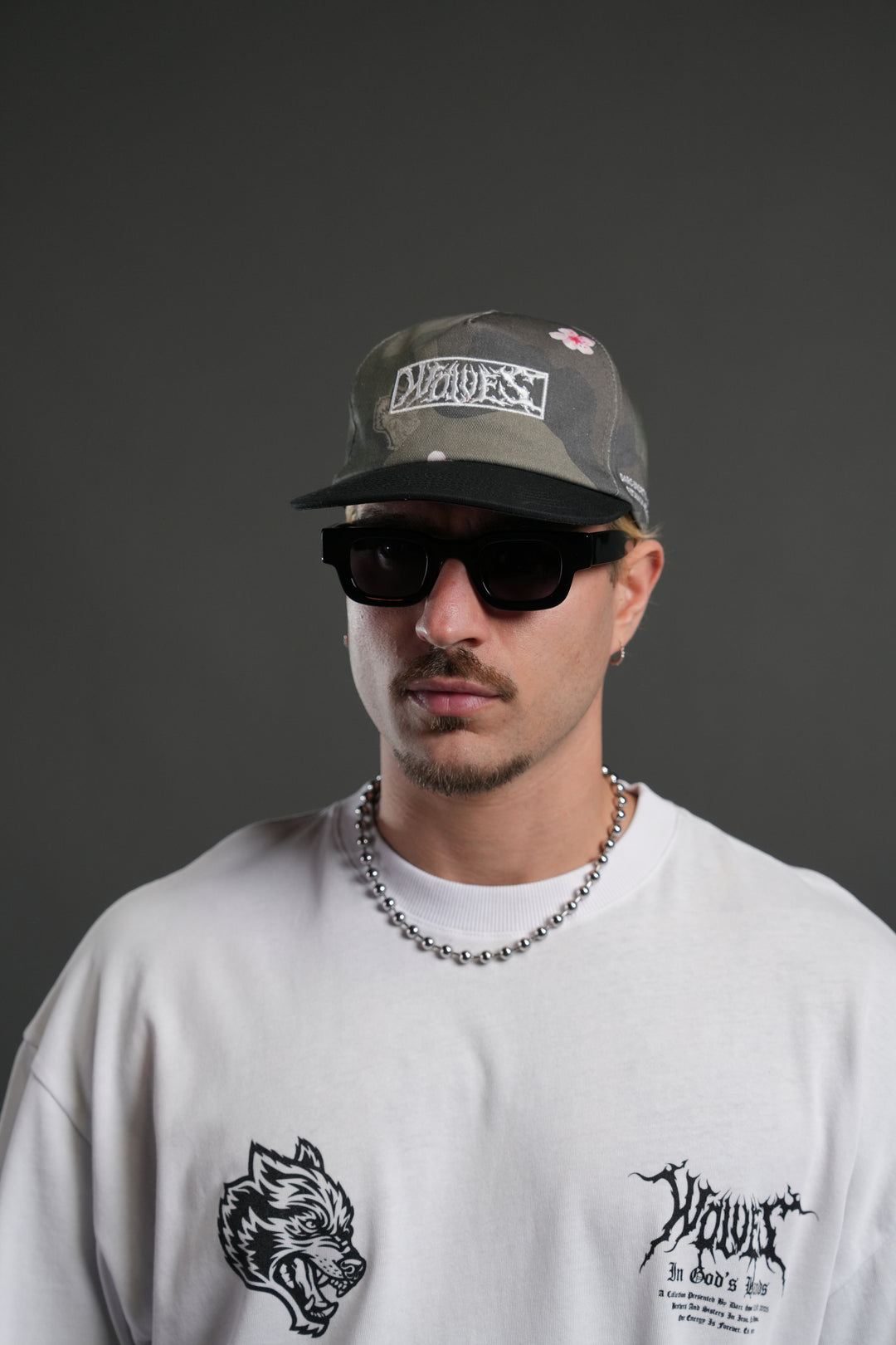 Midnight Wolves Vintage 5 Panel Hat in Vintage Blossom Woodland Camo