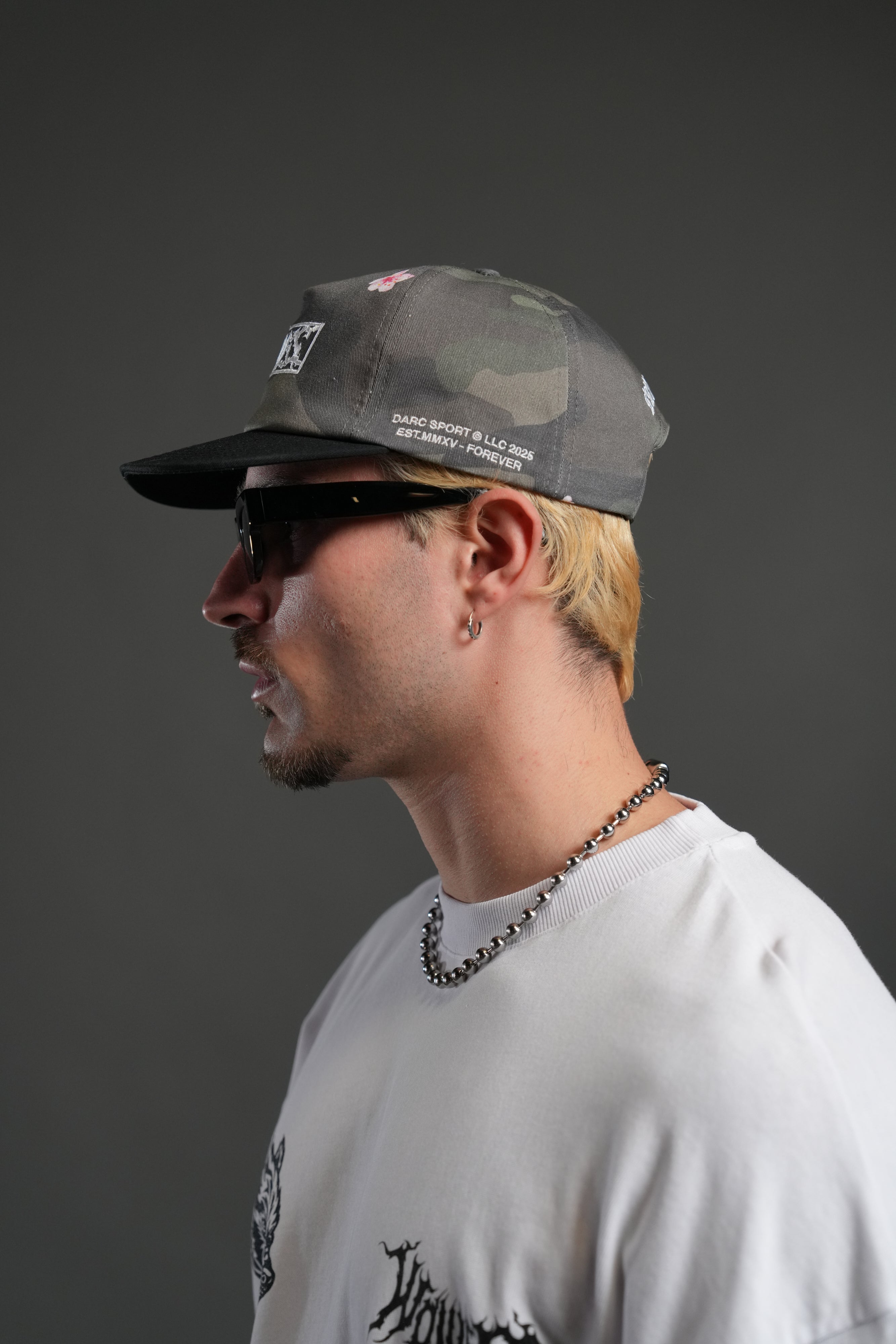 Midnight Wolves Vintage 5 Panel Hat in Vintage Blossom Woodland Camo