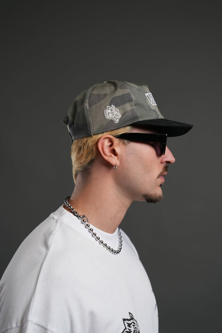 Midnight Wolves Vintage 5 Panel Hat in Vintage Blossom Woodland Camo