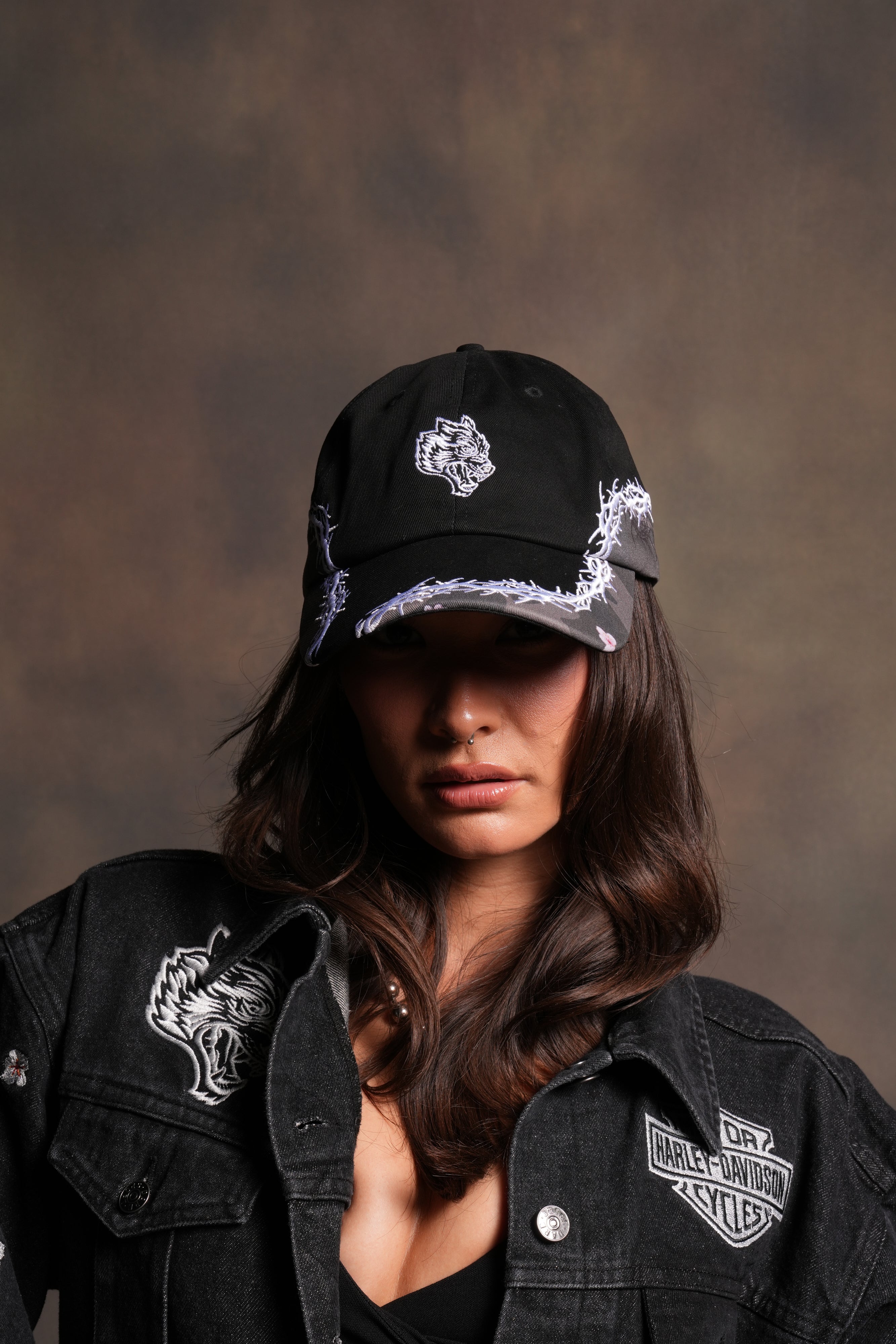 Scorched Thorns Dad Hat (V2) in Black/Blossom Woodland Camo