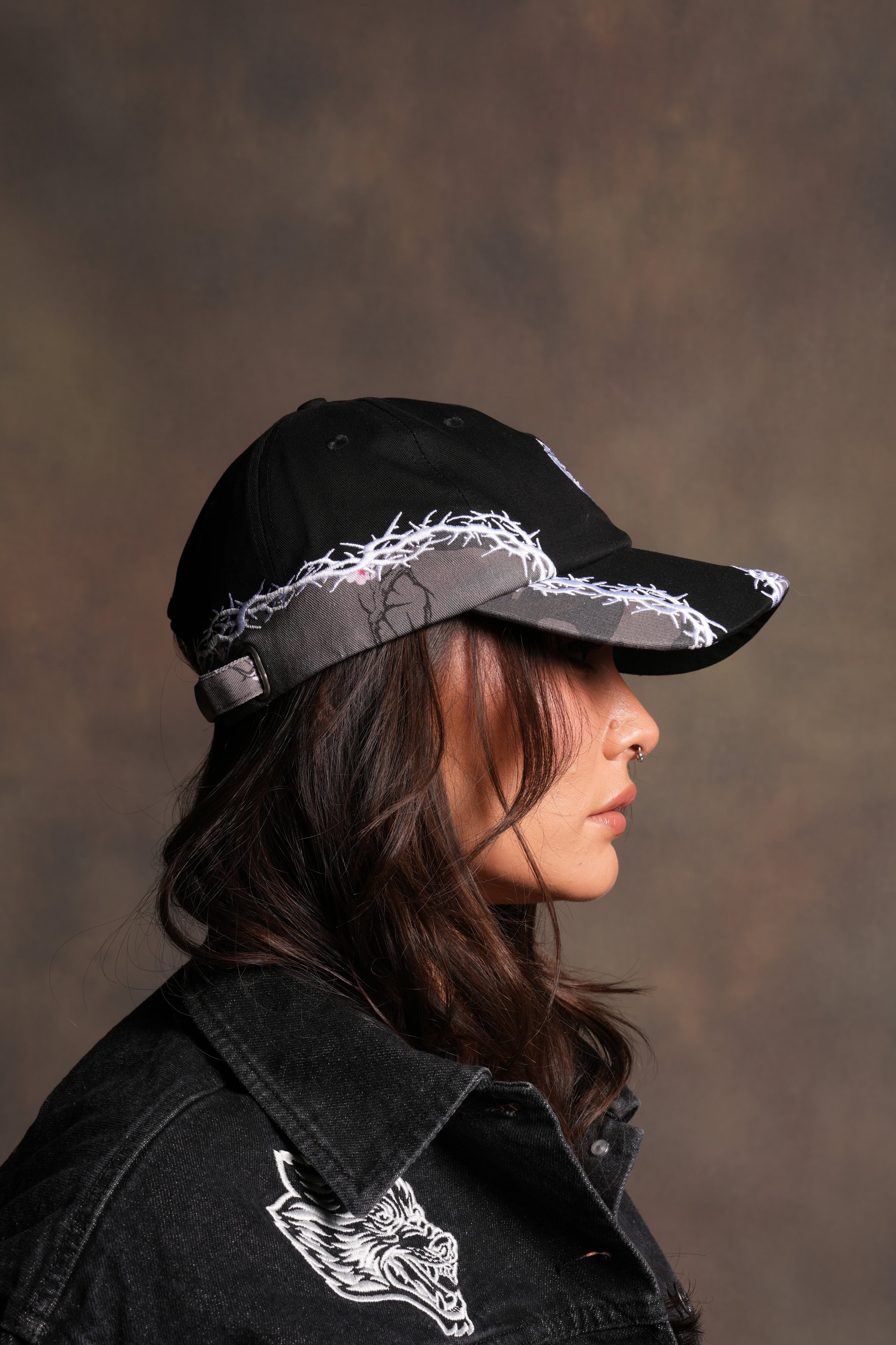 Scorched Thorns Dad Hat (V2) in Black/Blossom Woodland Camo