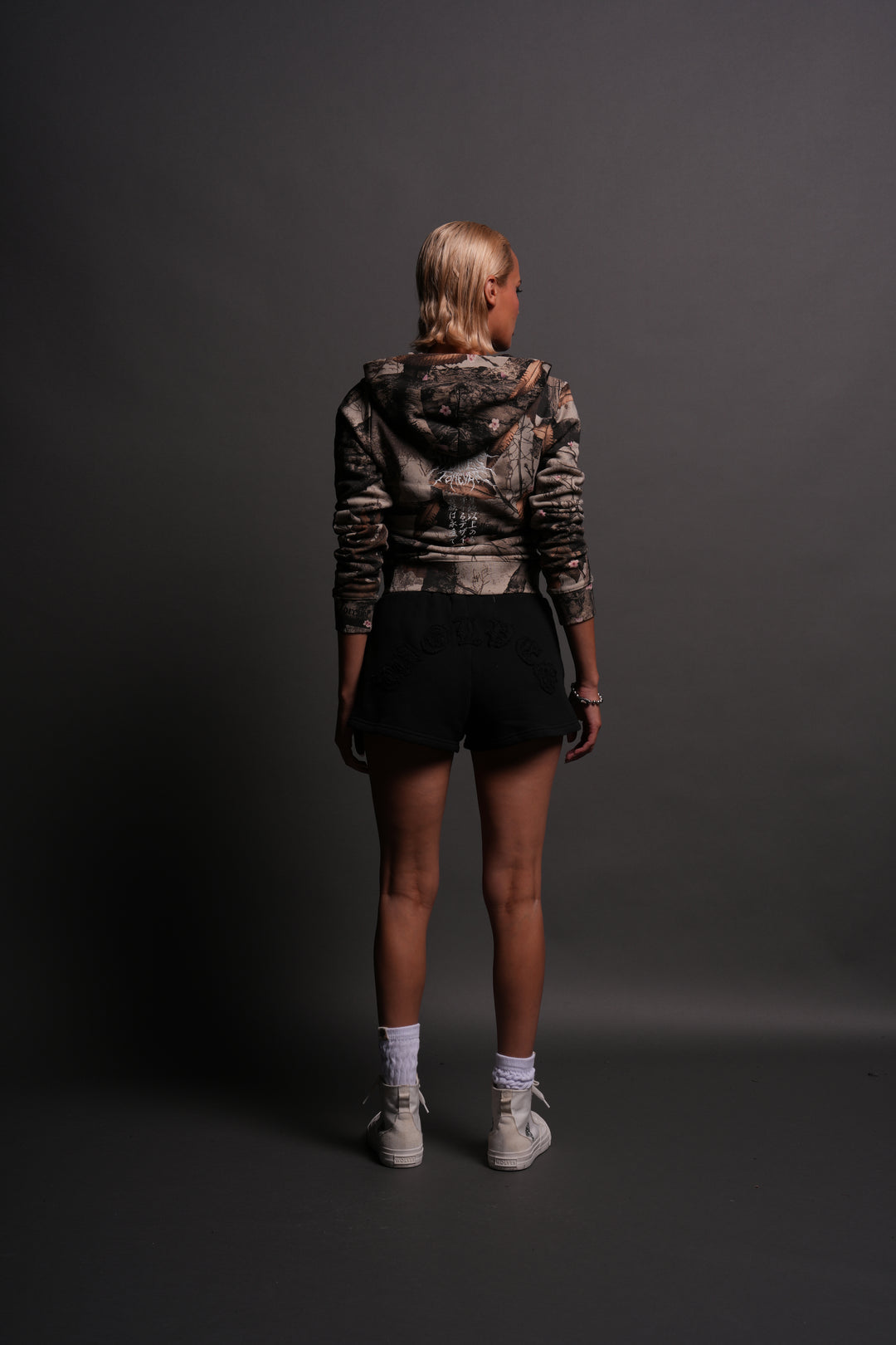 Moth Kanji "Iris" Zip Up Hoodie in Cherry Blossom Woodland Camo