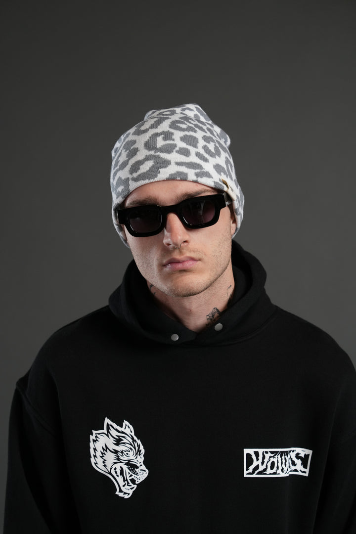 Wolf Patch V2 Cap Beanie in White/Wolf Gray